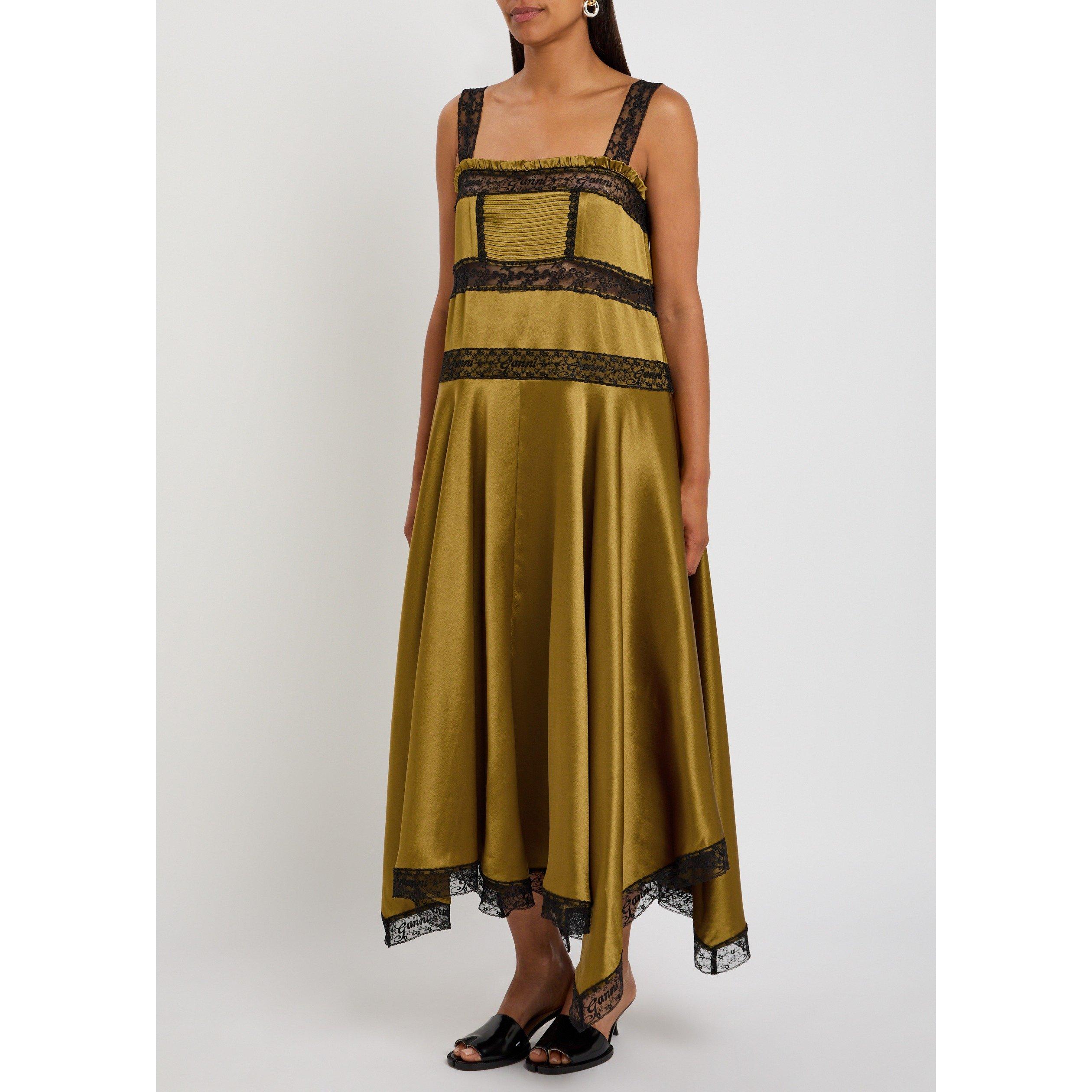 OLIVE - Ganni - LD Fluid Satin Long Slip Dress - 2