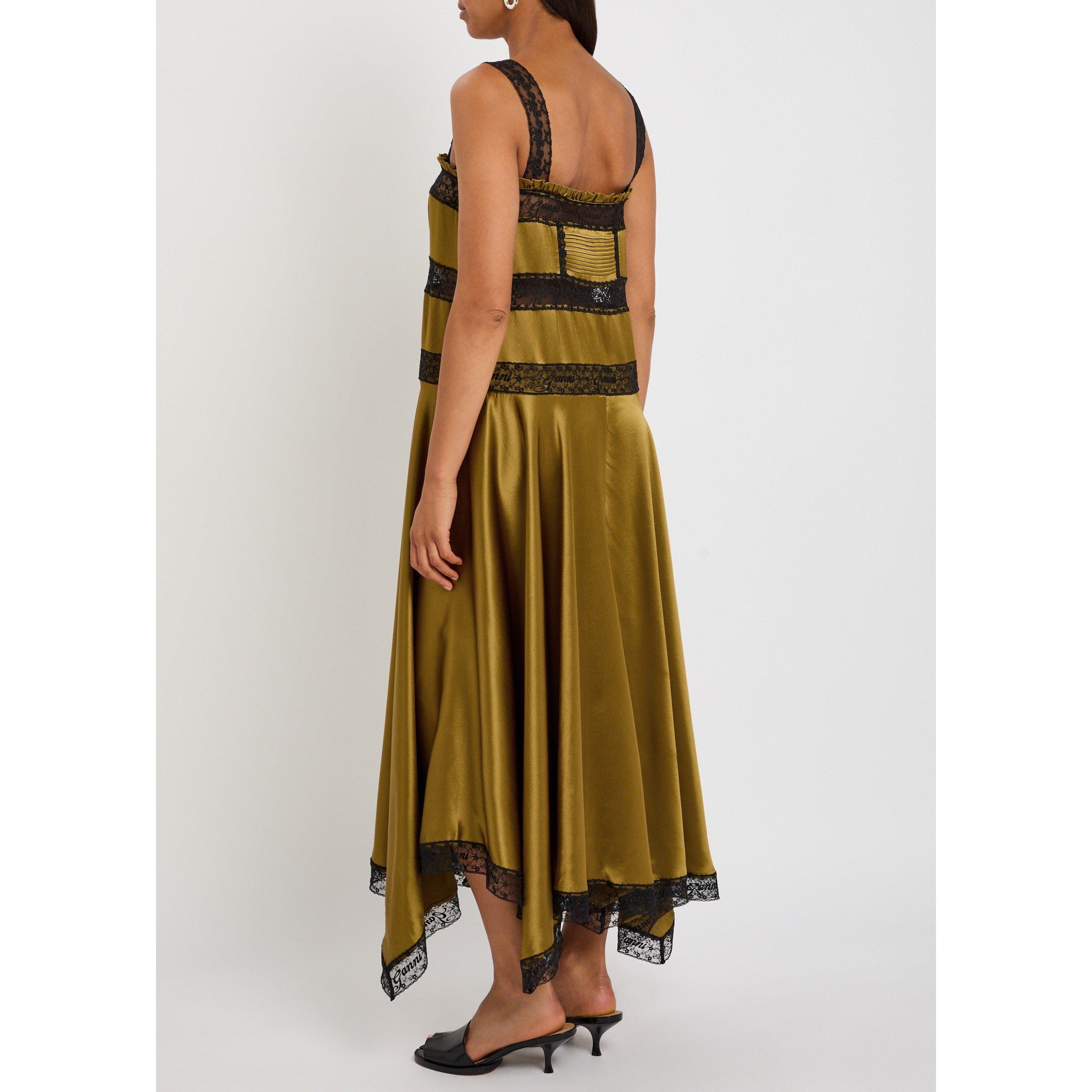 OLIVE - Ganni - LD Fluid Satin Long Slip Dress - 3