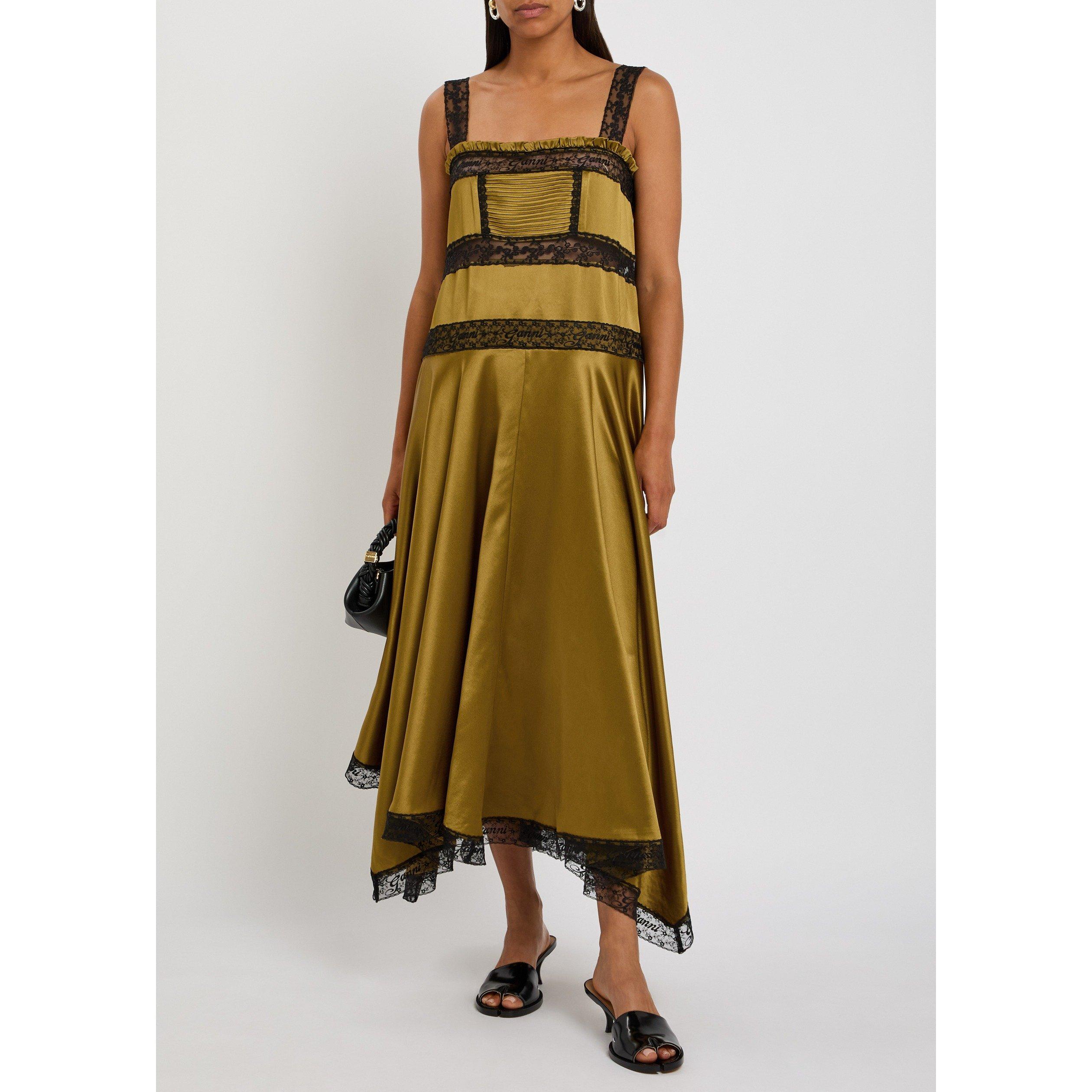 OLIVE - Ganni - LD Fluid Satin Long Slip Dress - 5