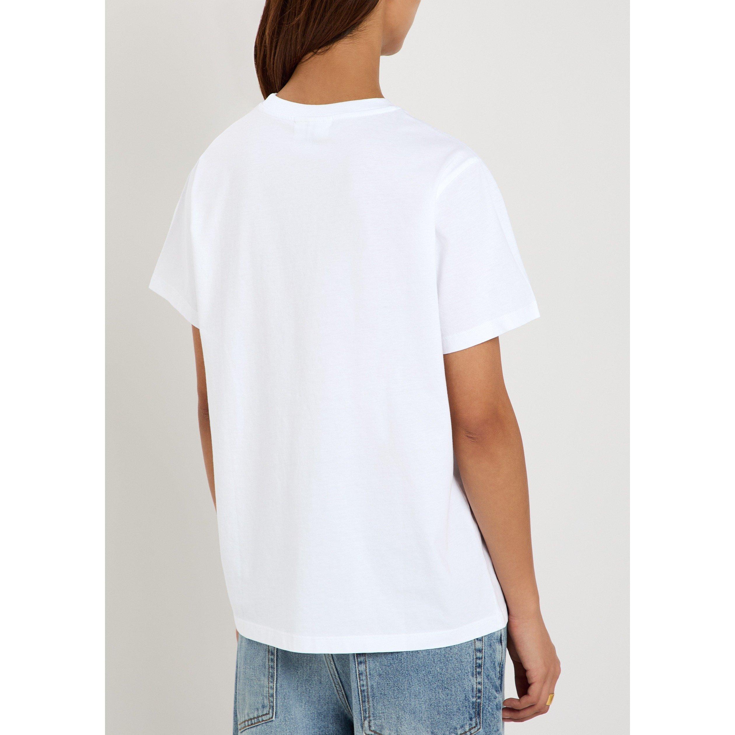 WHITE - Ganni - Women's Basic Strawberry Jersey Cotton Crew-Neck T-Shirt - 3