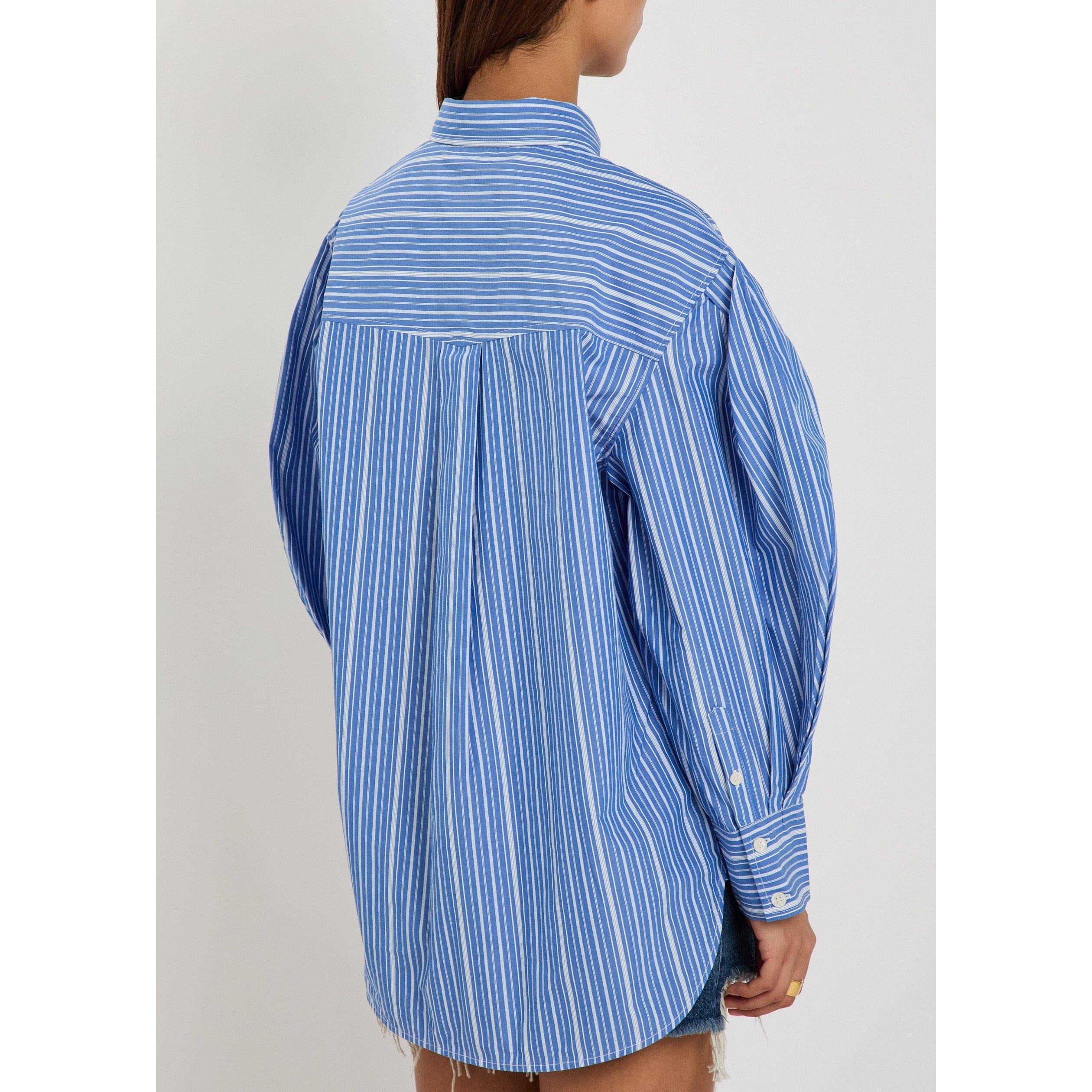 NAVY - Ganni - S/B Stripe Pleat Sleeve Shirt - 3