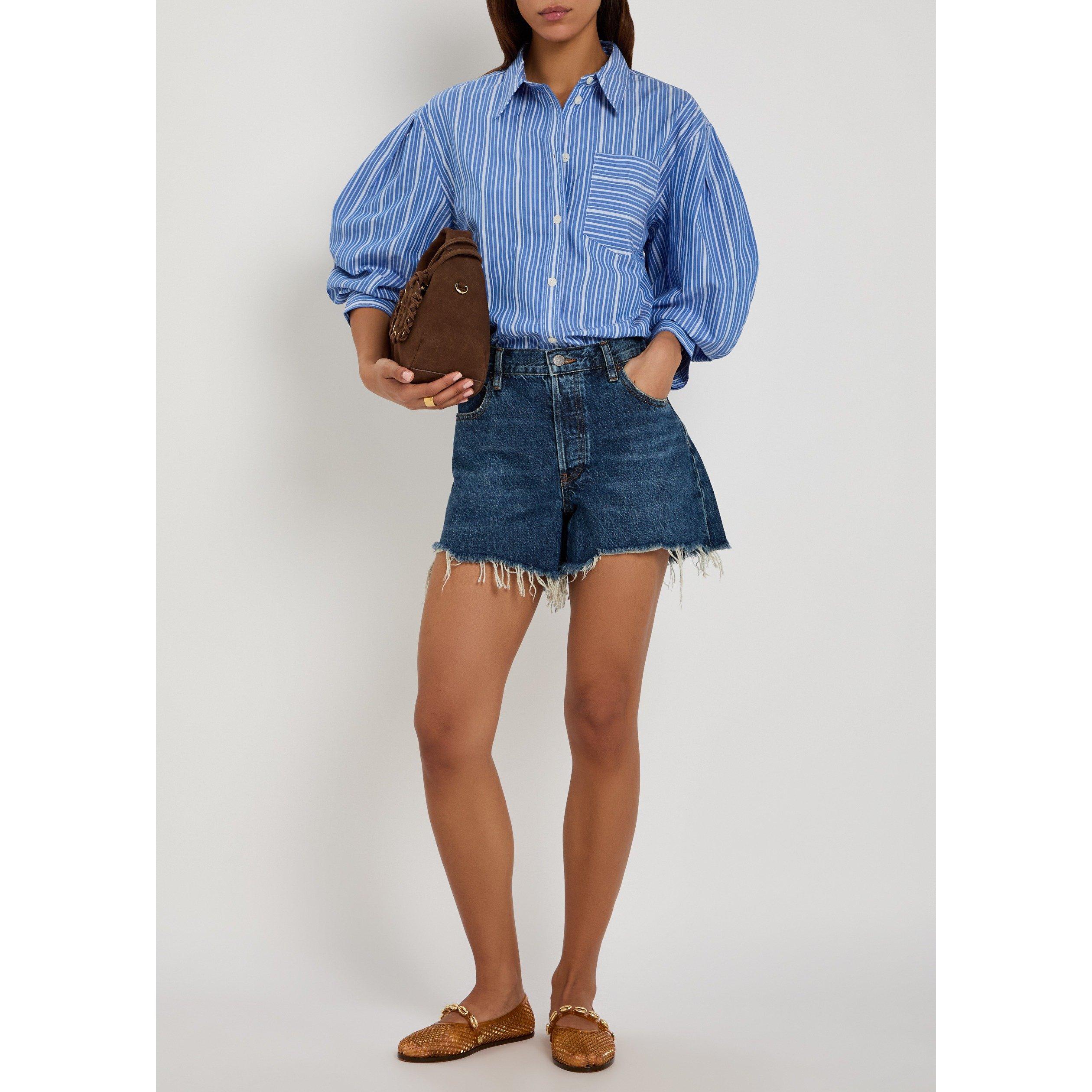 NAVY - Ganni - S/B Stripe Pleat Sleeve Shirt - 5