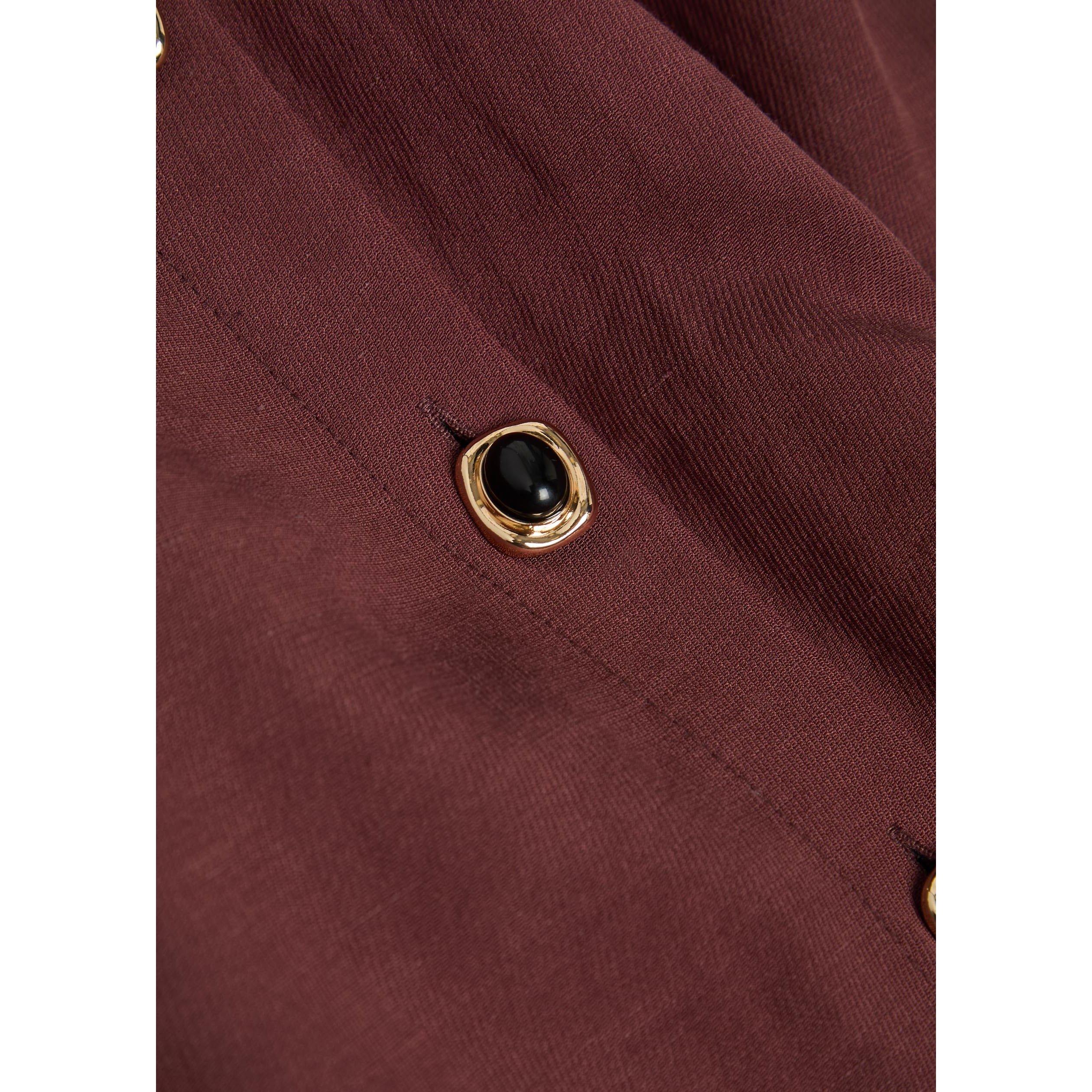 BROWN - Self Portrait - LD PEPLUM LINEN MIDI DRESS - 4
