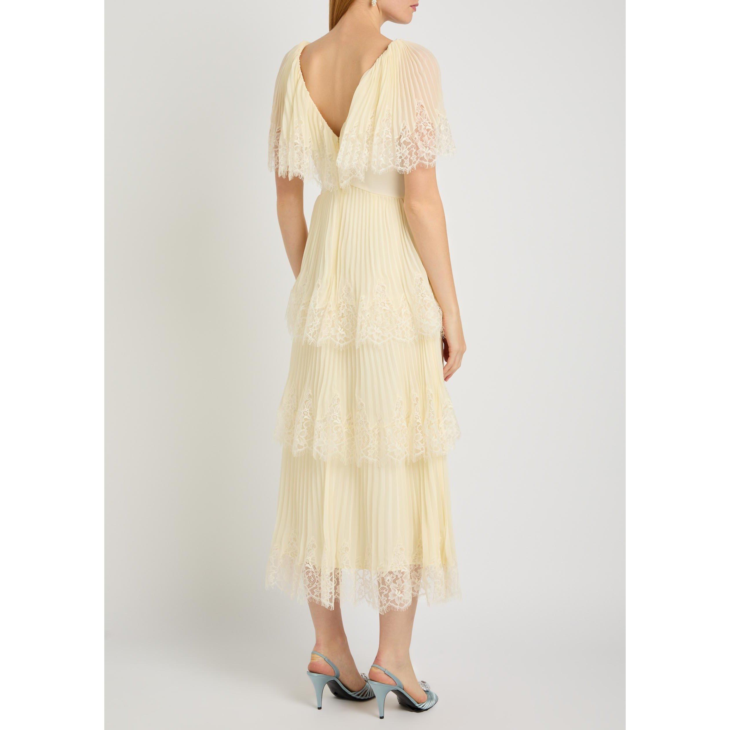 YELLOW - Self Portrait - LD CHIFFON TIERED MIDI DRESS - 3
