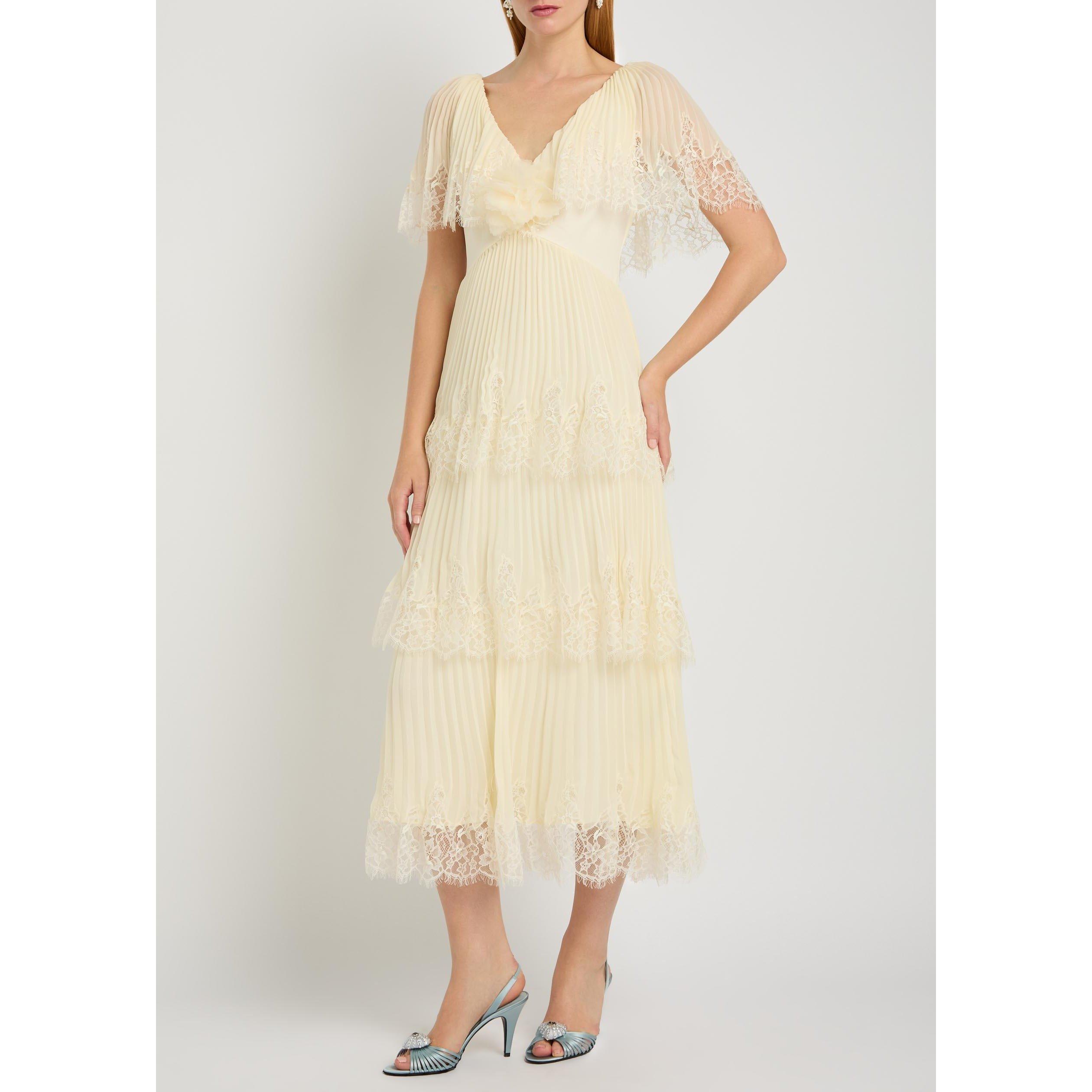 YELLOW - Self Portrait - LD CHIFFON TIERED MIDI DRESS - 5