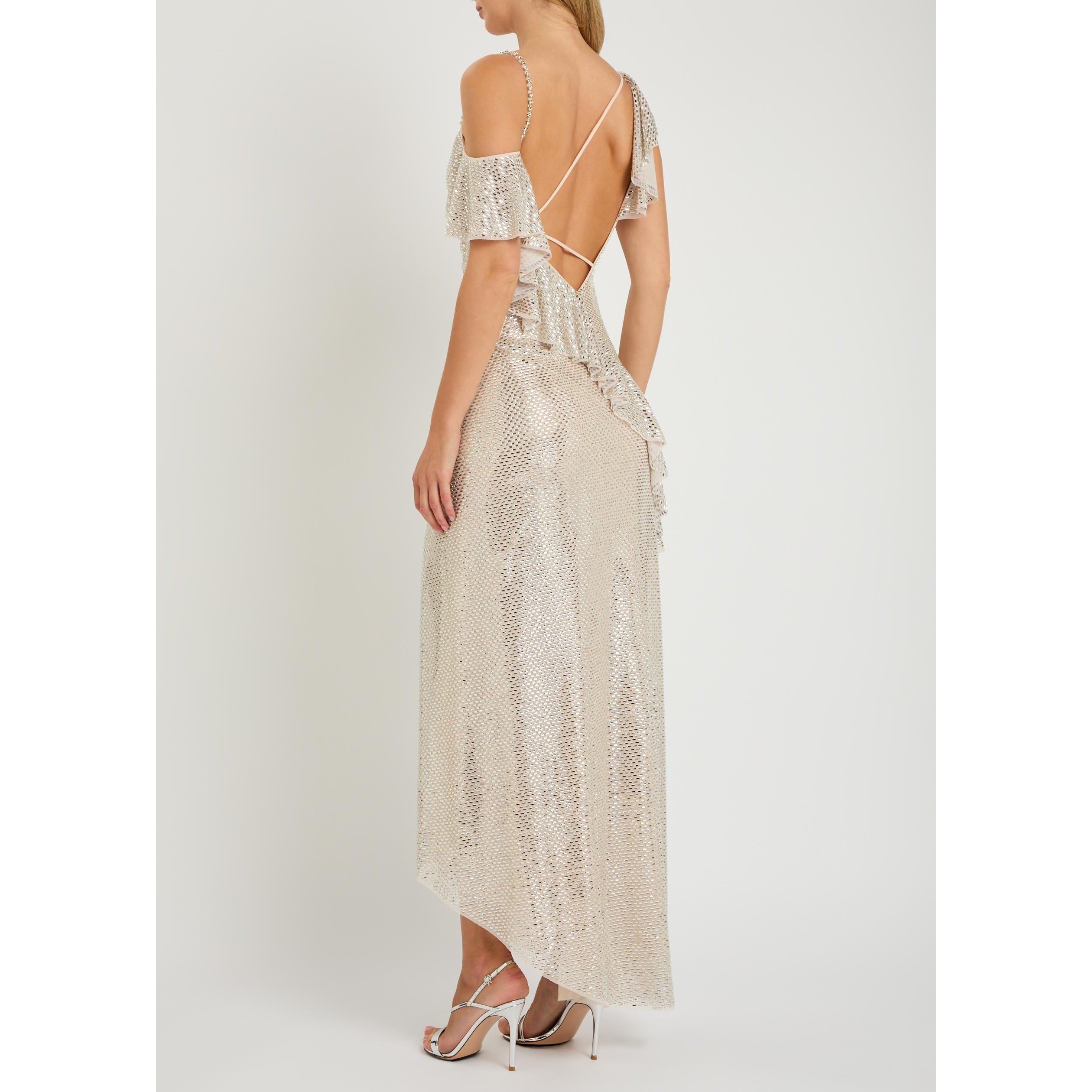 CREAM - Self Portrait - LD RHINESTONE RUFFLE DRESS - 3