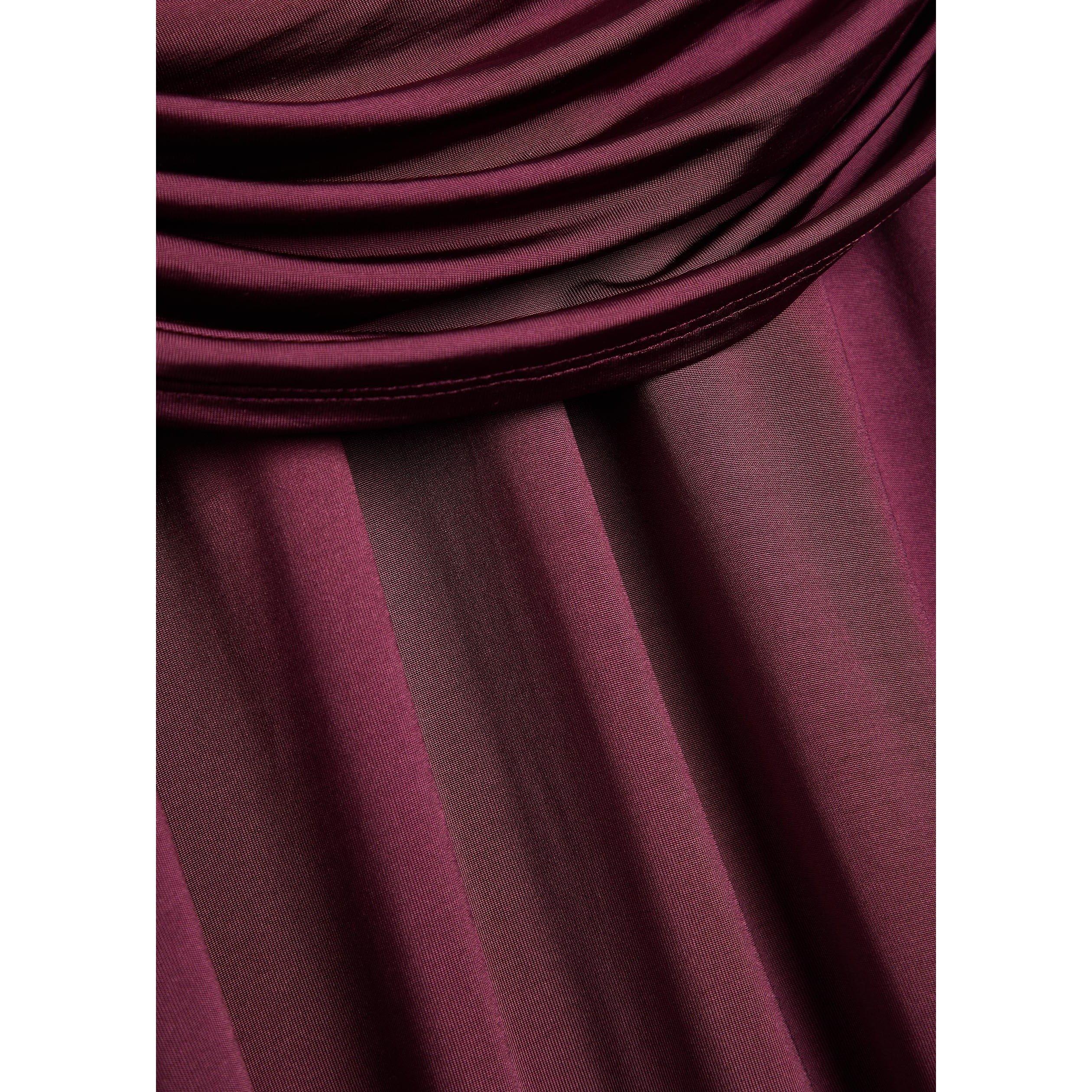 BURGUNDY - Self Portrait - LD JERSEY GATHERED MIDI DRESS - 4