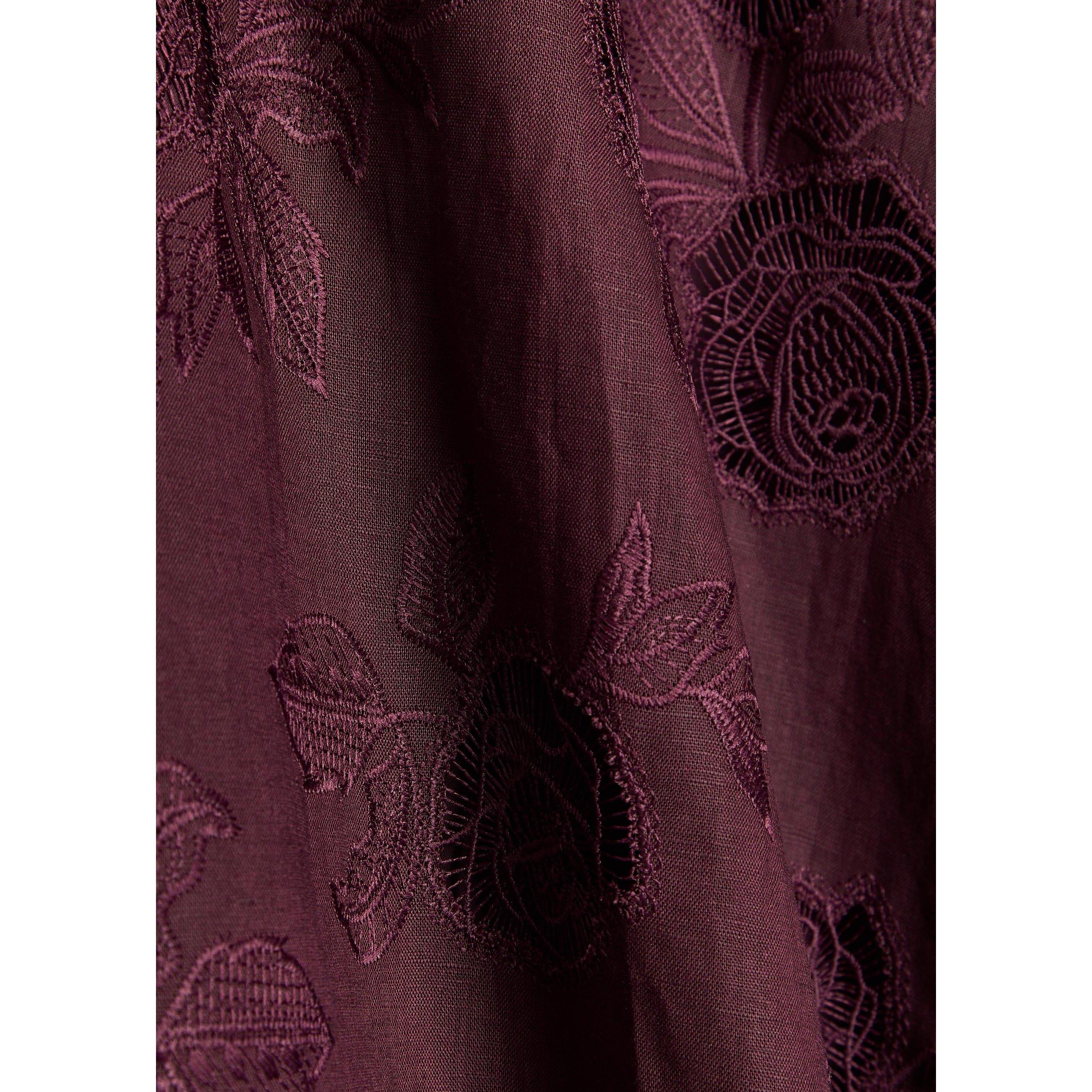 BURGUNDY - Self Portrait - LD LINEN PEPLUM MIDI DRESS - 4