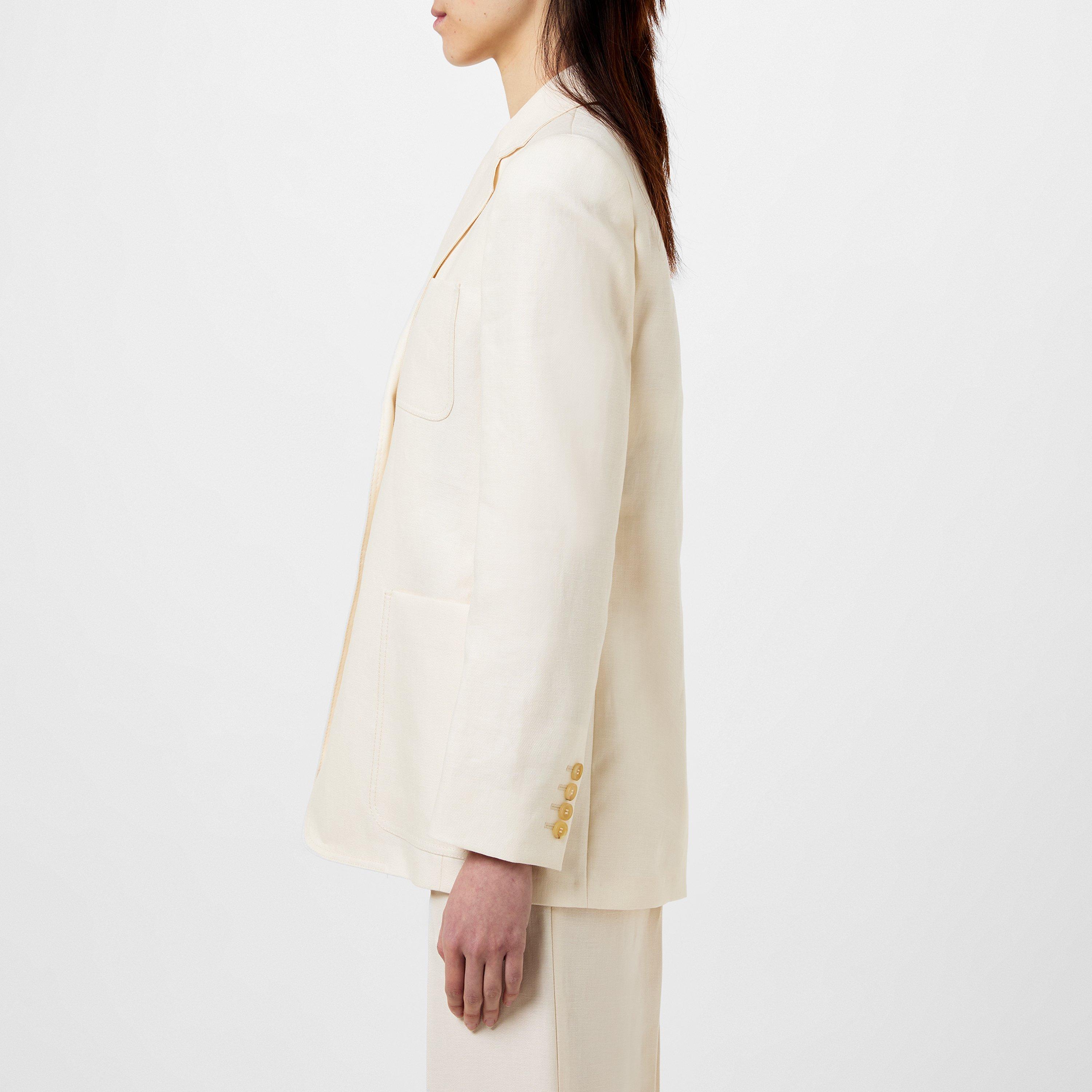 Ivory - Max Mara - Women's Boemia Single Breasted Linen Long Sleeve Blazer - 2