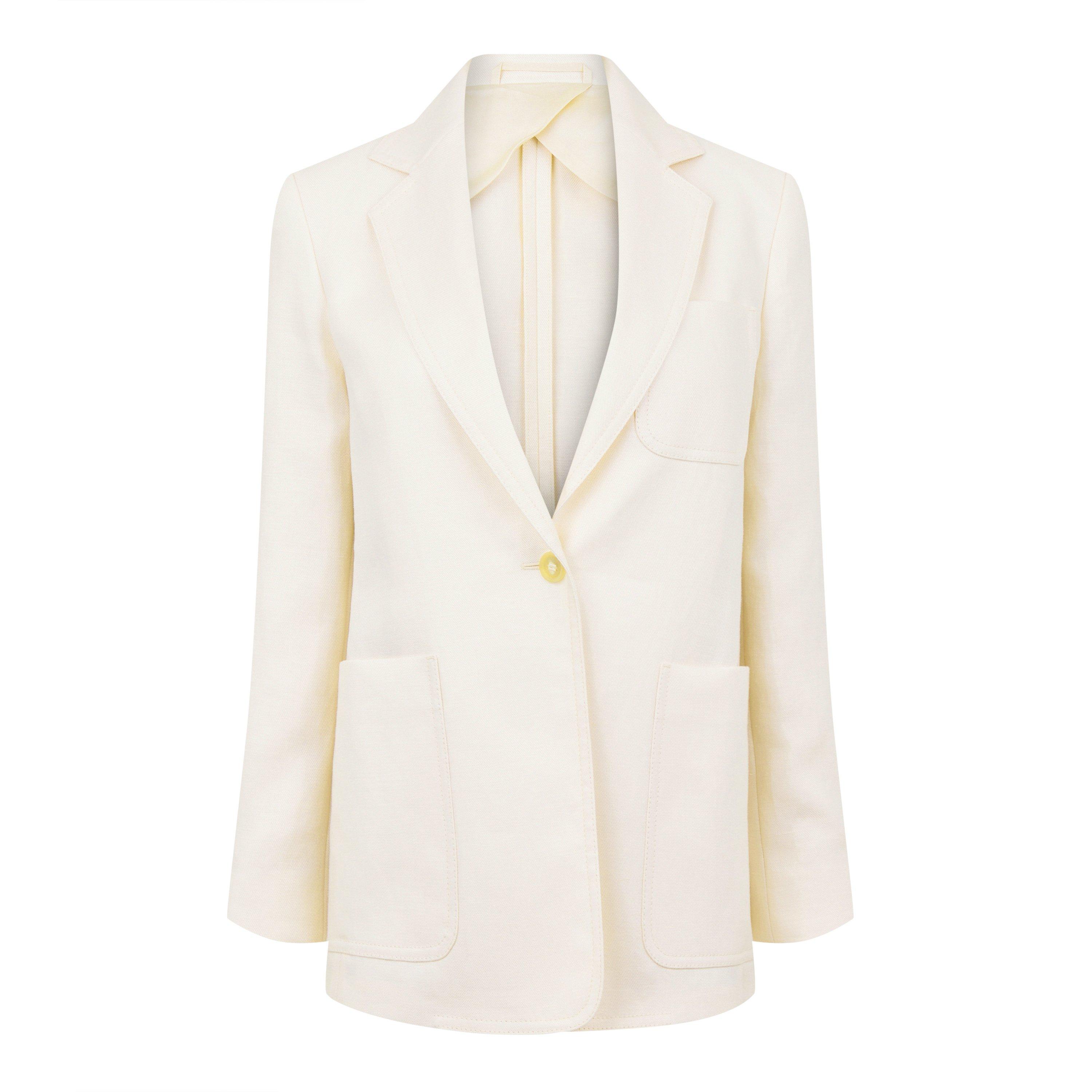 Ivory - Max Mara - Women's Boemia Single Breasted Linen Long Sleeve Blazer - 5