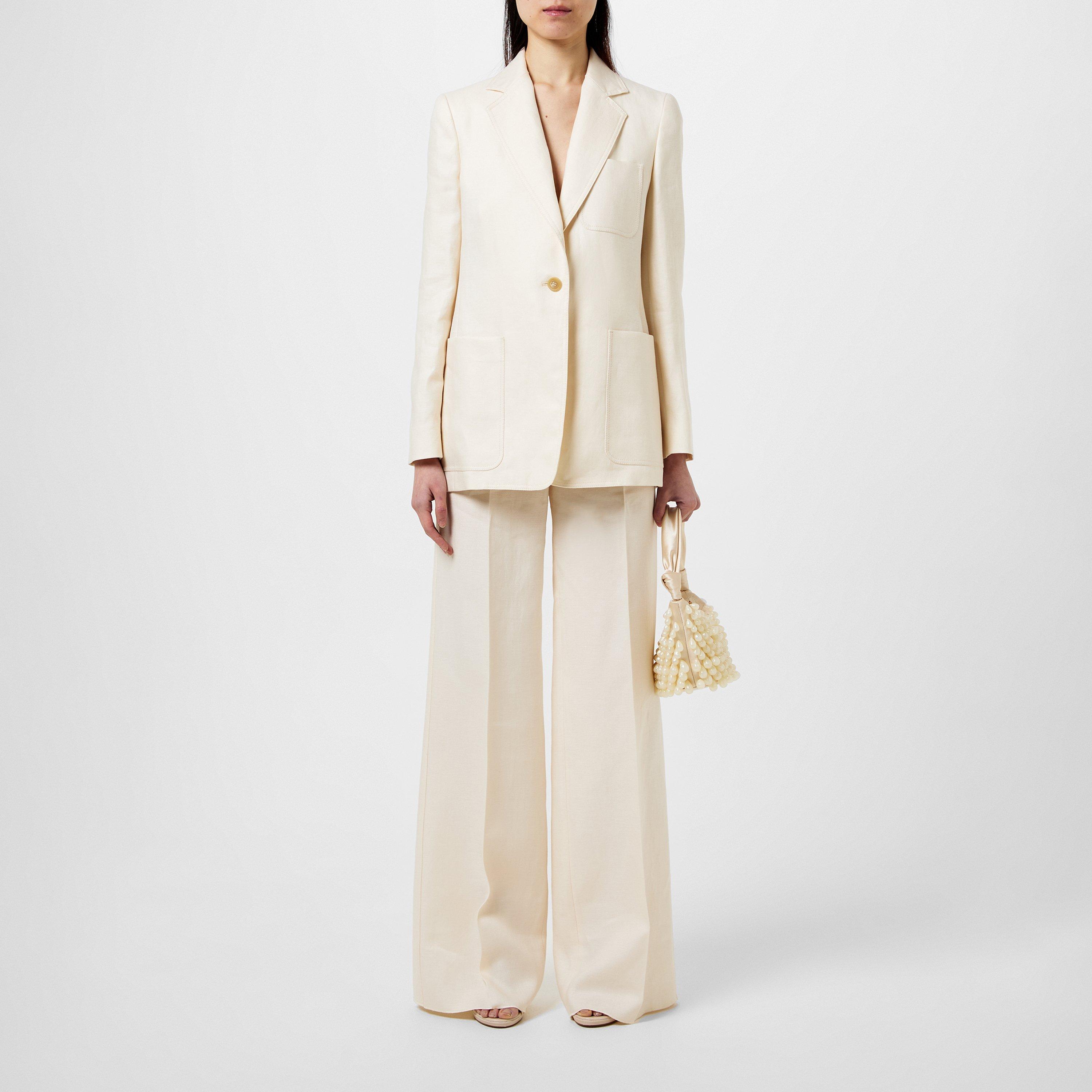 Ivory - Max Mara - Women's Boemia Single Breasted Linen Long Sleeve Blazer - 4