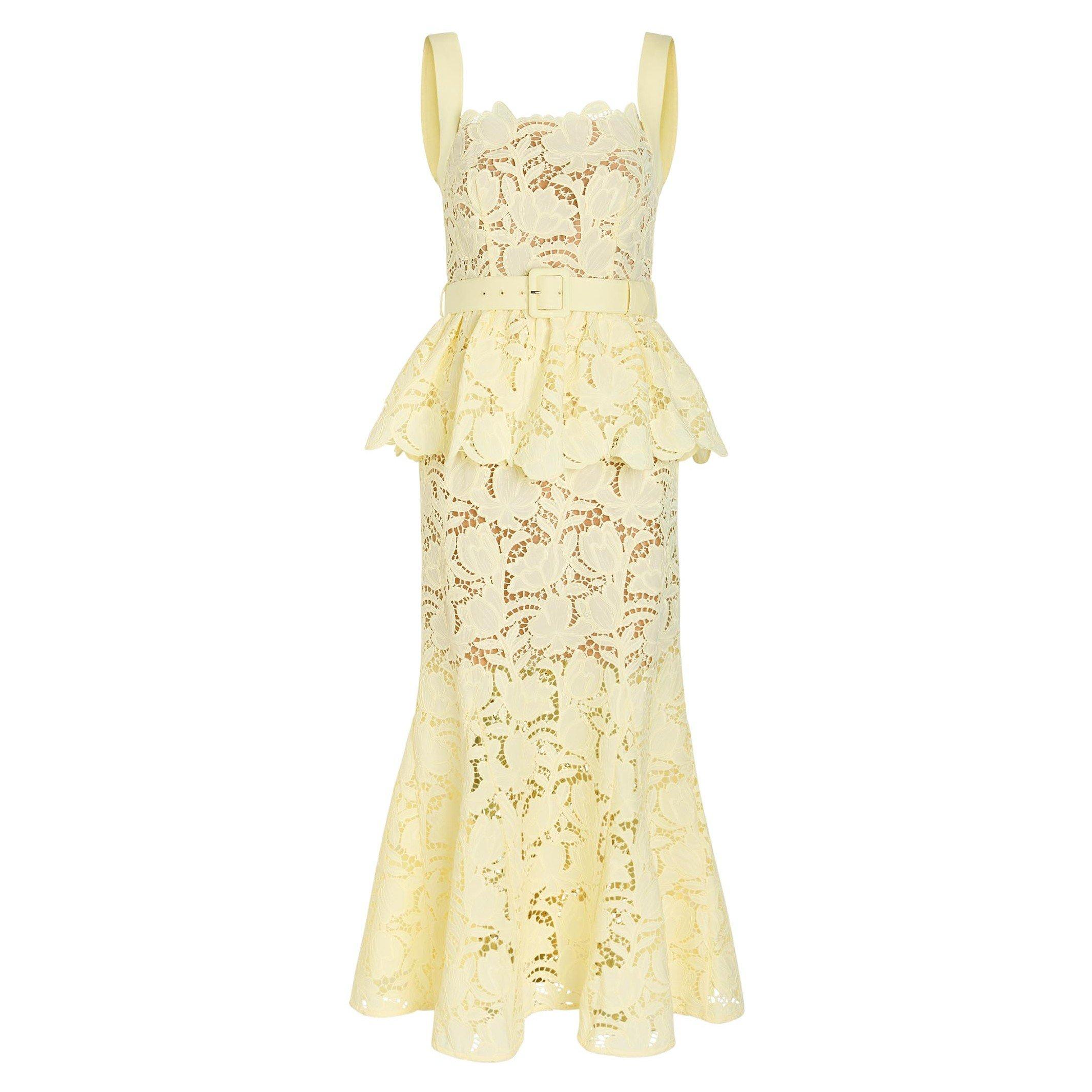 Self Portrait | Women's Lace Midi Peplum Dress | HARVEY NICHOLS
