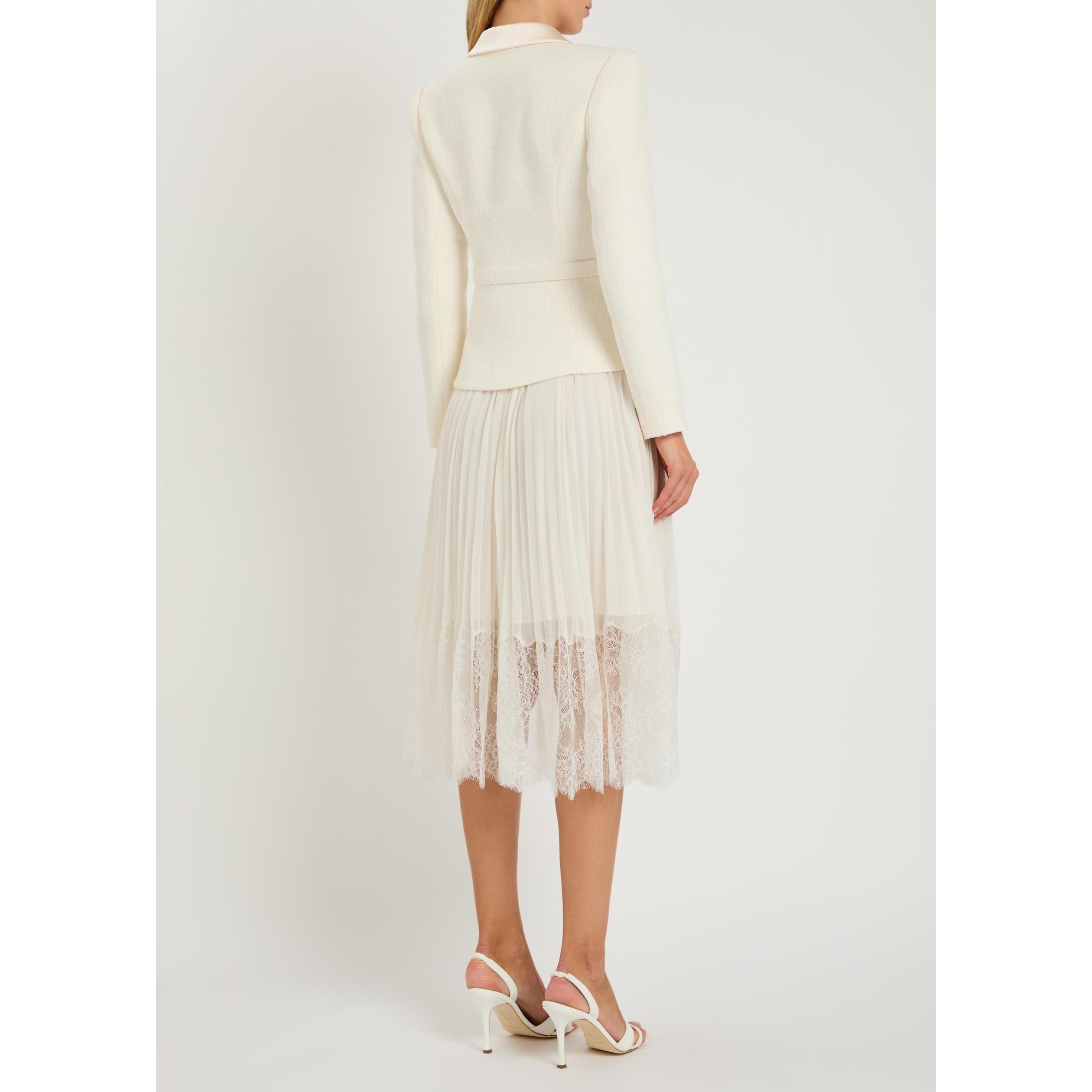 CREAM - Self Portrait - LD BOUCLE SHAWL COLLARED DRESS - 3