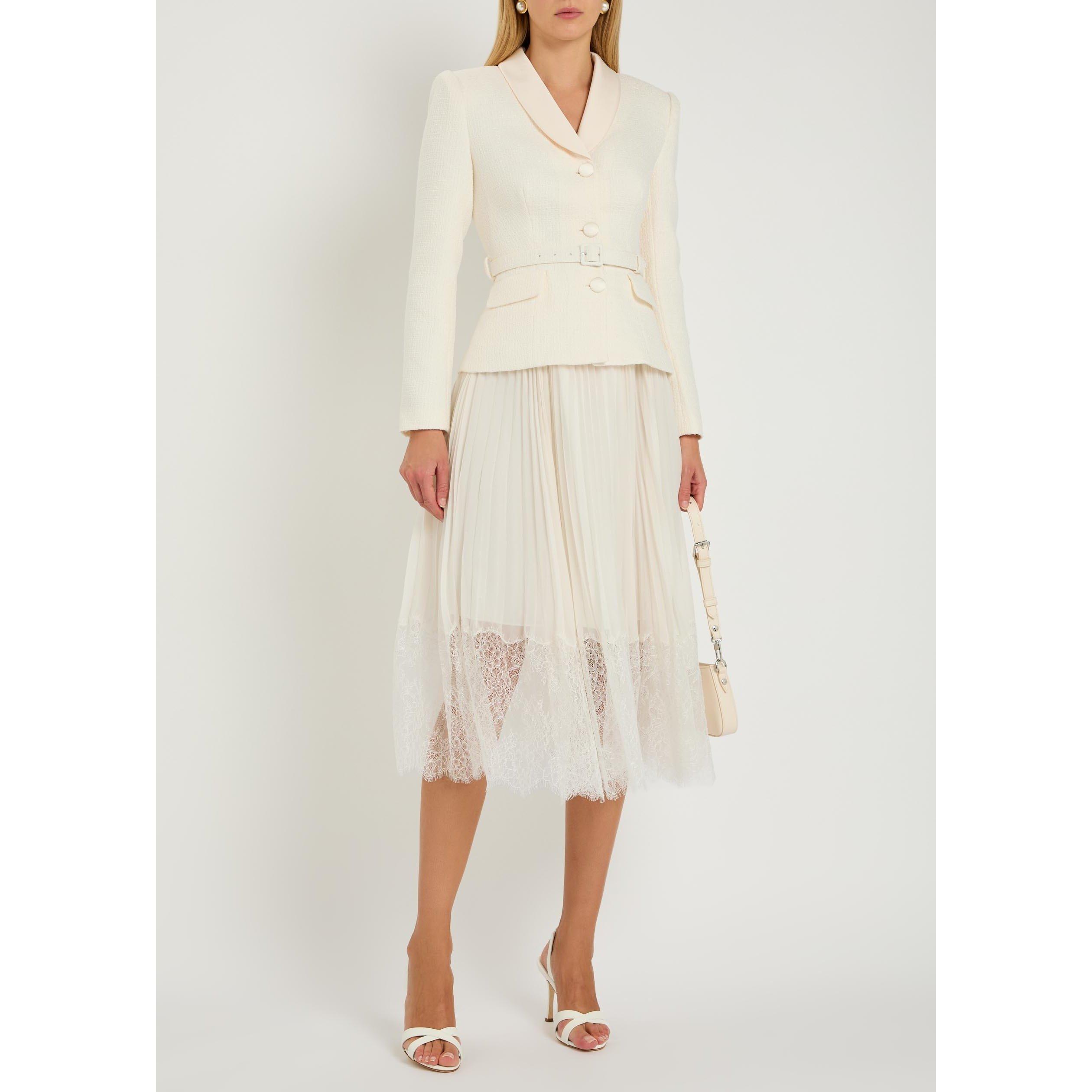 CREAM - Self Portrait - LD BOUCLE SHAWL COLLARED DRESS - 5