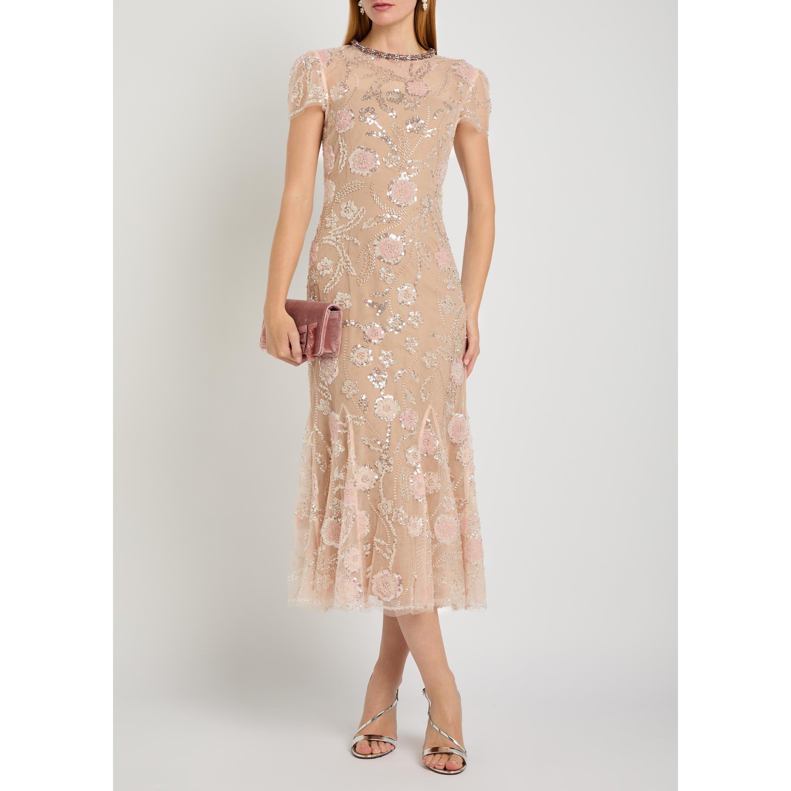 PINK - Self Portrait - LD FLOWER SEQUIN MIDI DRESS - 5