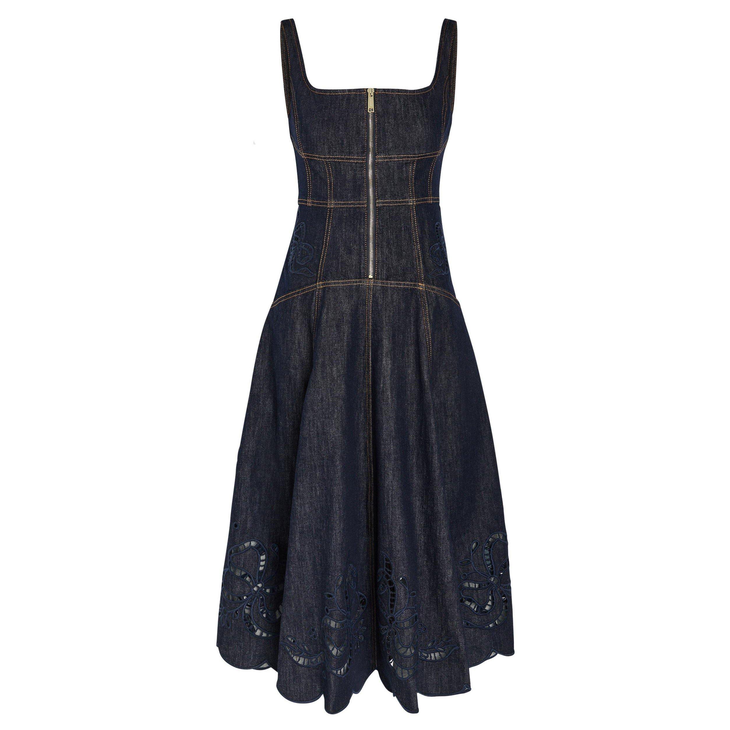 BLUE - Self Portrait - LD DENIM BOW EMBROIDERED DRESS