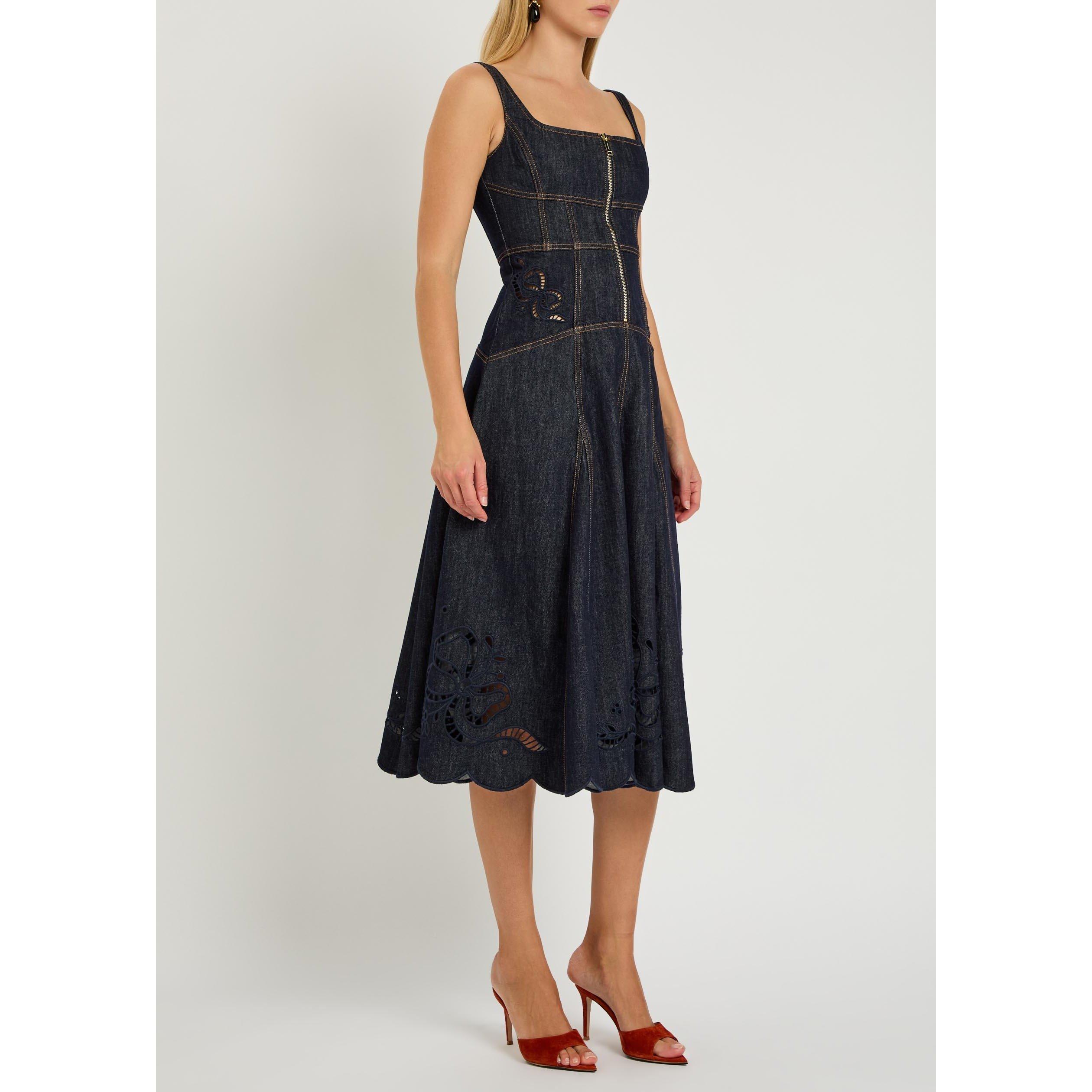 BLUE - Self Portrait - LD DENIM BOW EMBROIDERED DRESS - 2