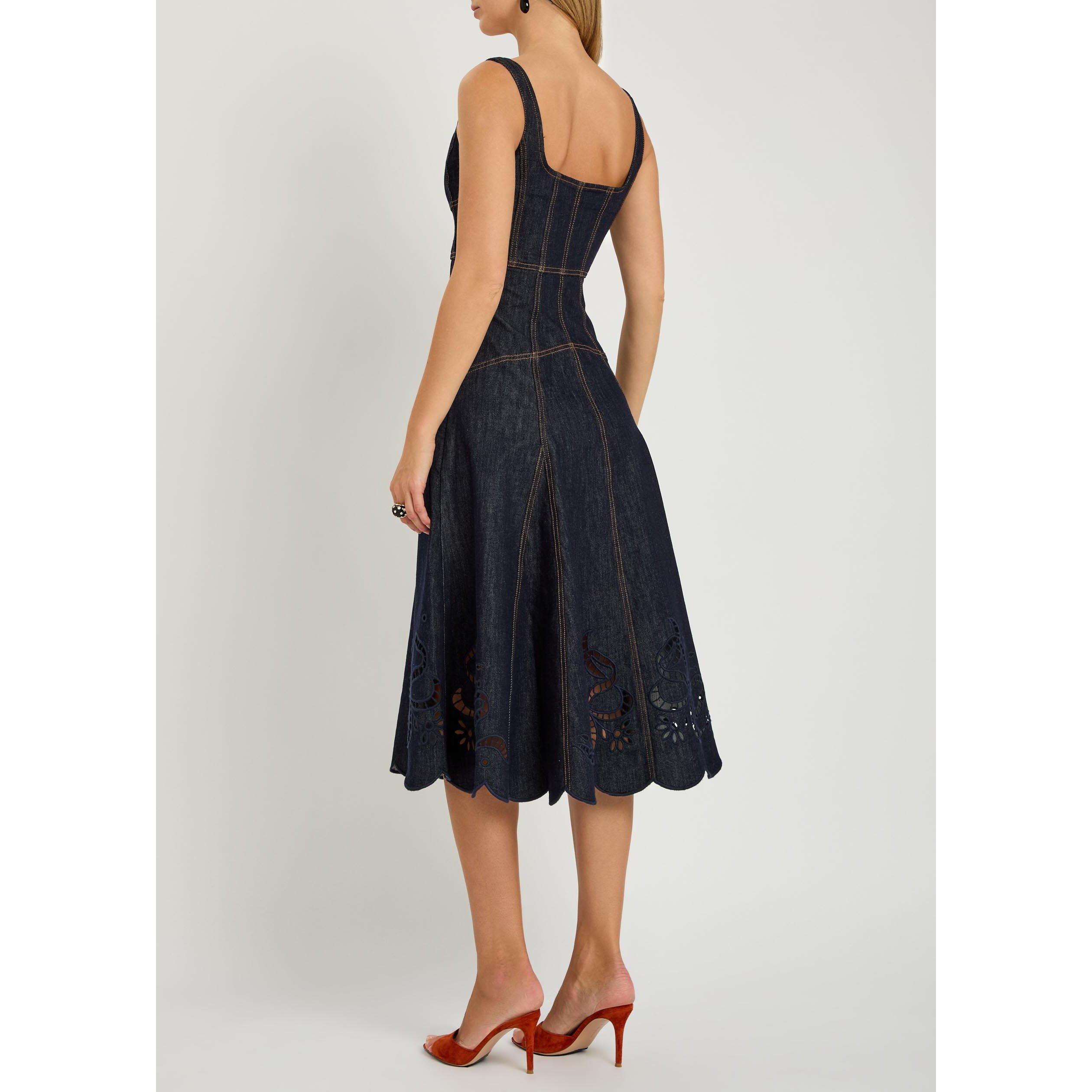 BLUE - Self Portrait - LD DENIM BOW EMBROIDERED DRESS - 3