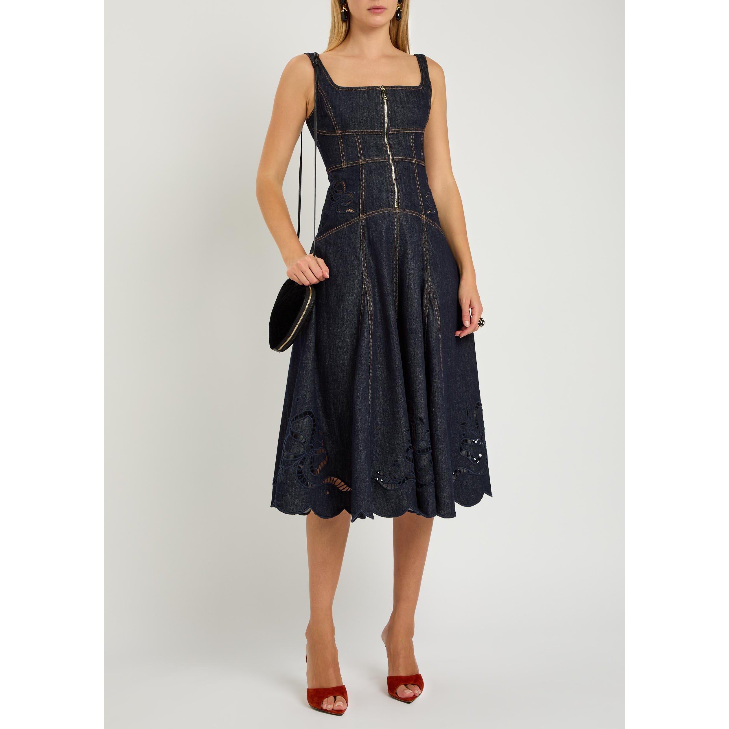 BLUE - Self Portrait - LD DENIM BOW EMBROIDERED DRESS - 5