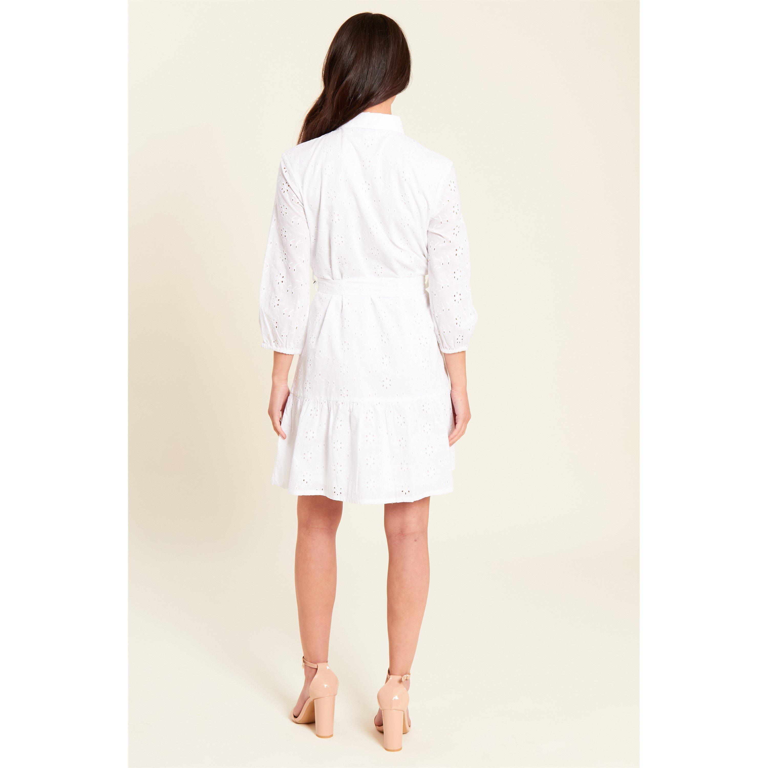 Wit - Be You - Broderie Tie Waist Shirt Dress - 2