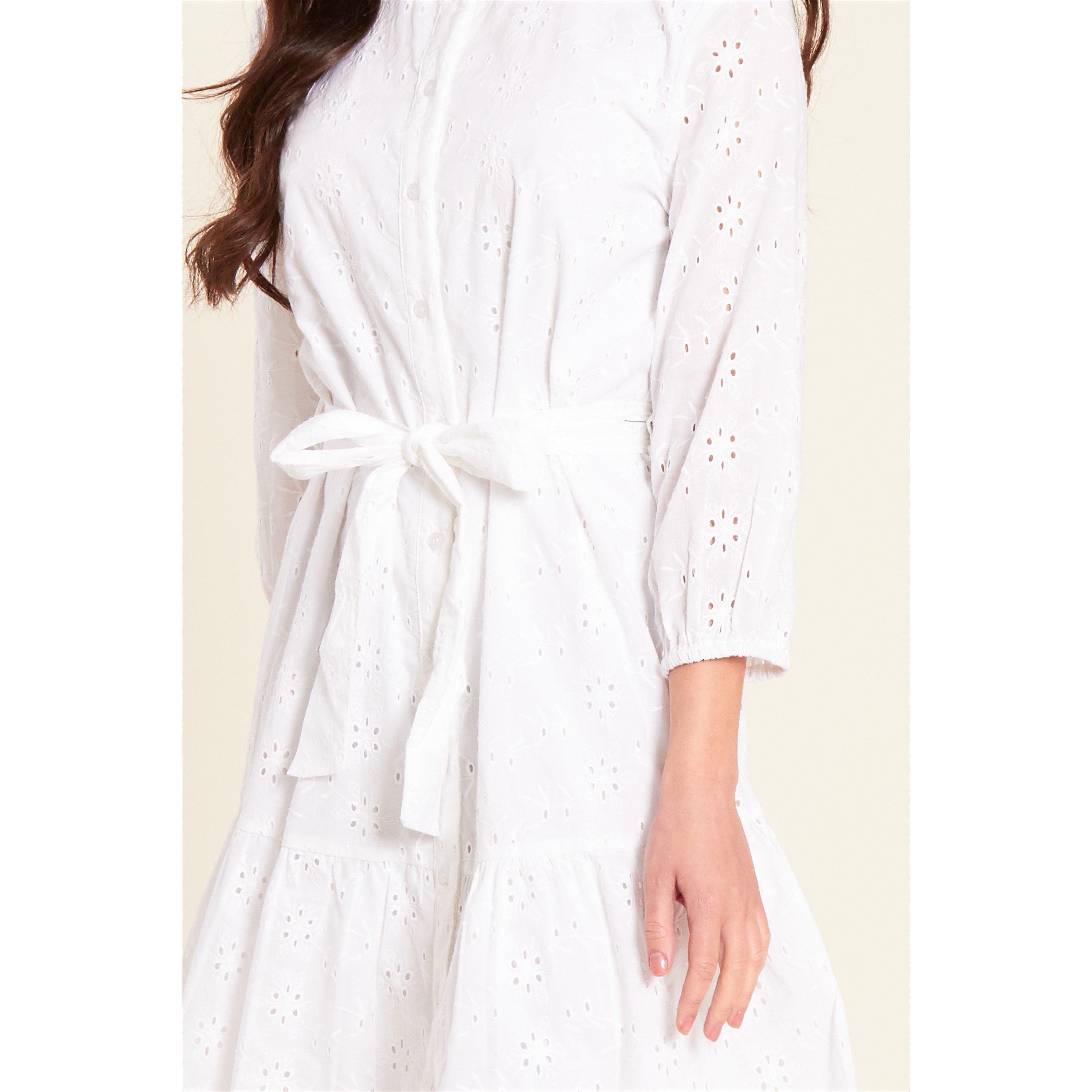 Wit - Be You - Broderie Tie Waist Shirt Dress - 4