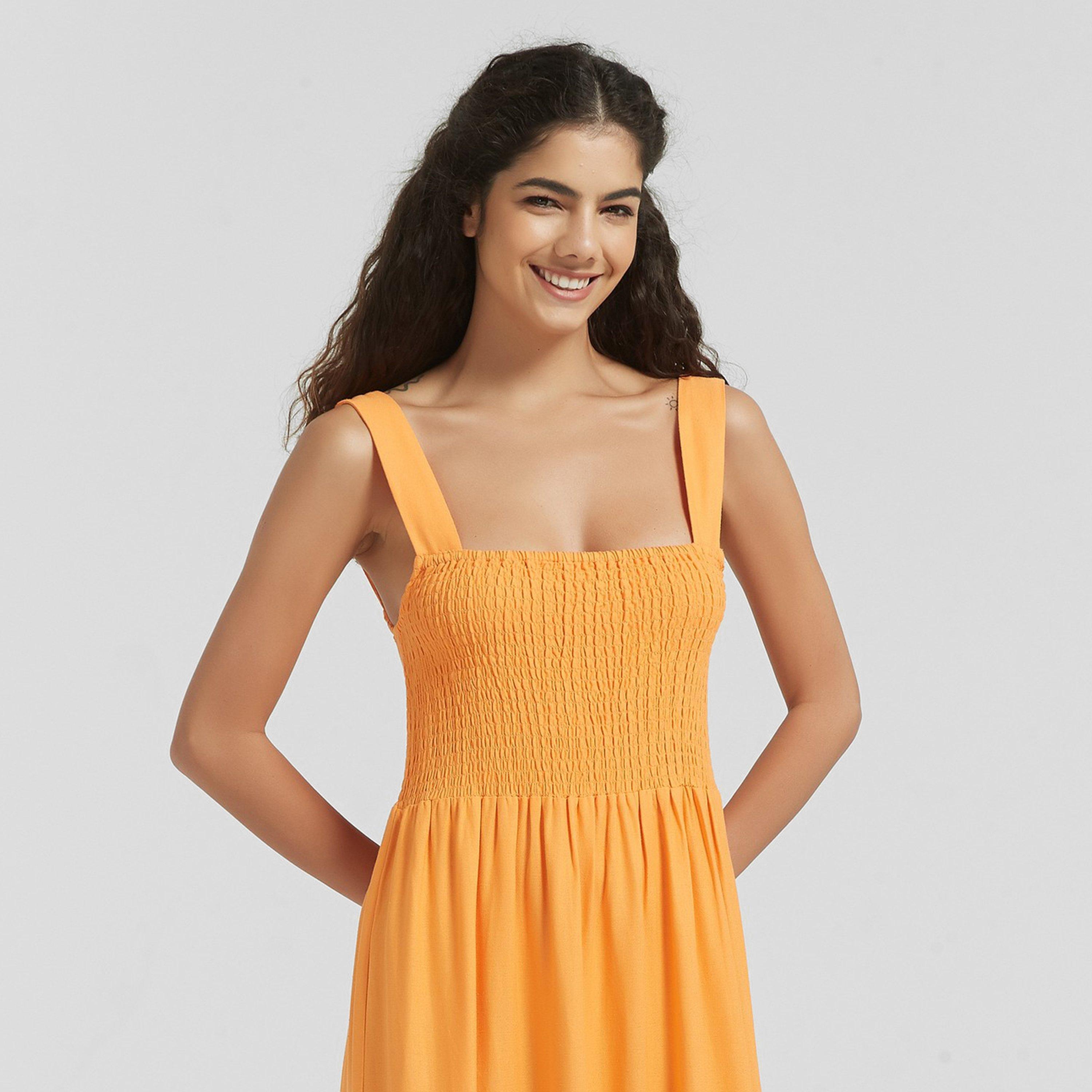 Laranja - Be You - Linen Linen Shirred Dress - 3