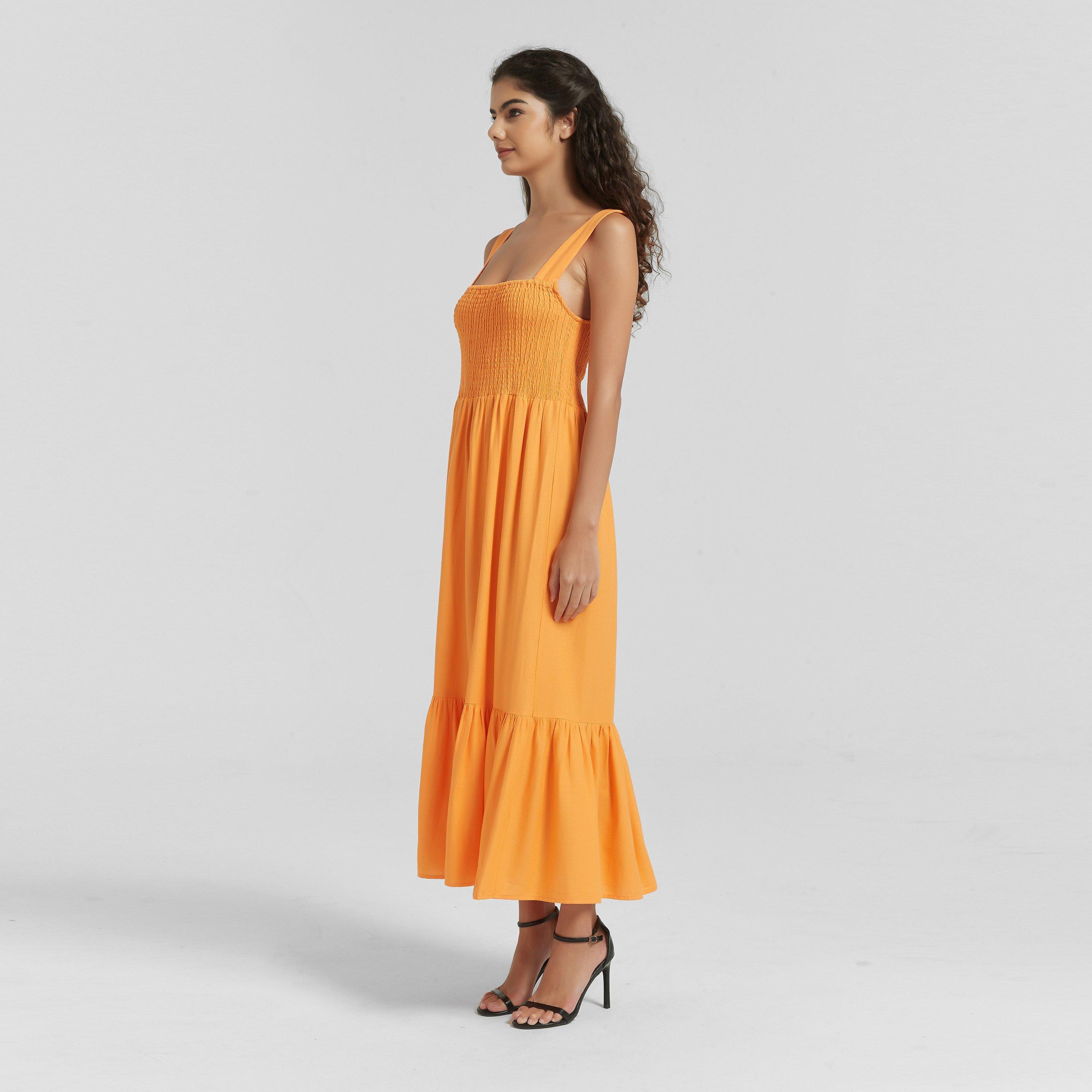 Laranja - Be You - Linen Linen Shirred Dress - 5
