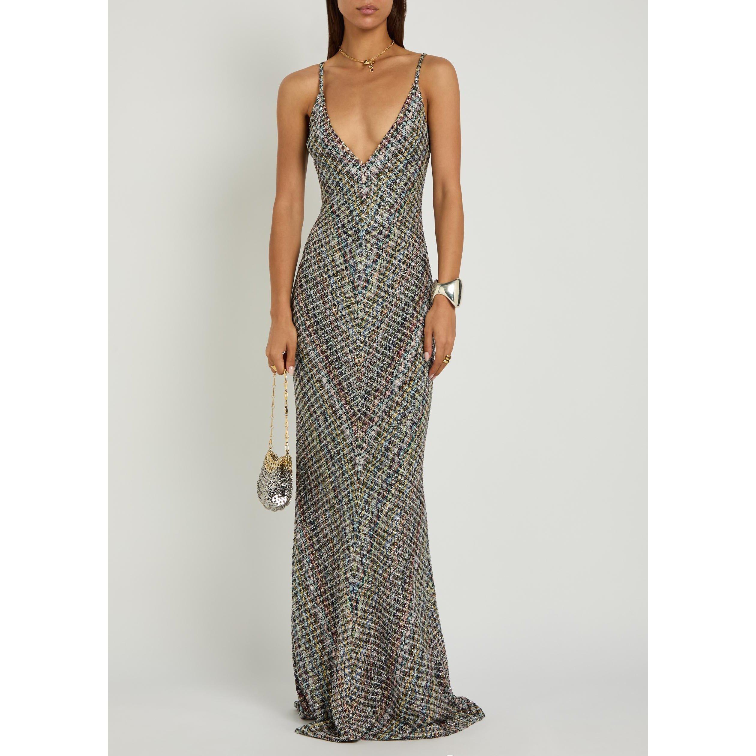 MULTICOLOURED - Missoni - Women's Mermaid V-Neck Sequin Maxi Dress - 5