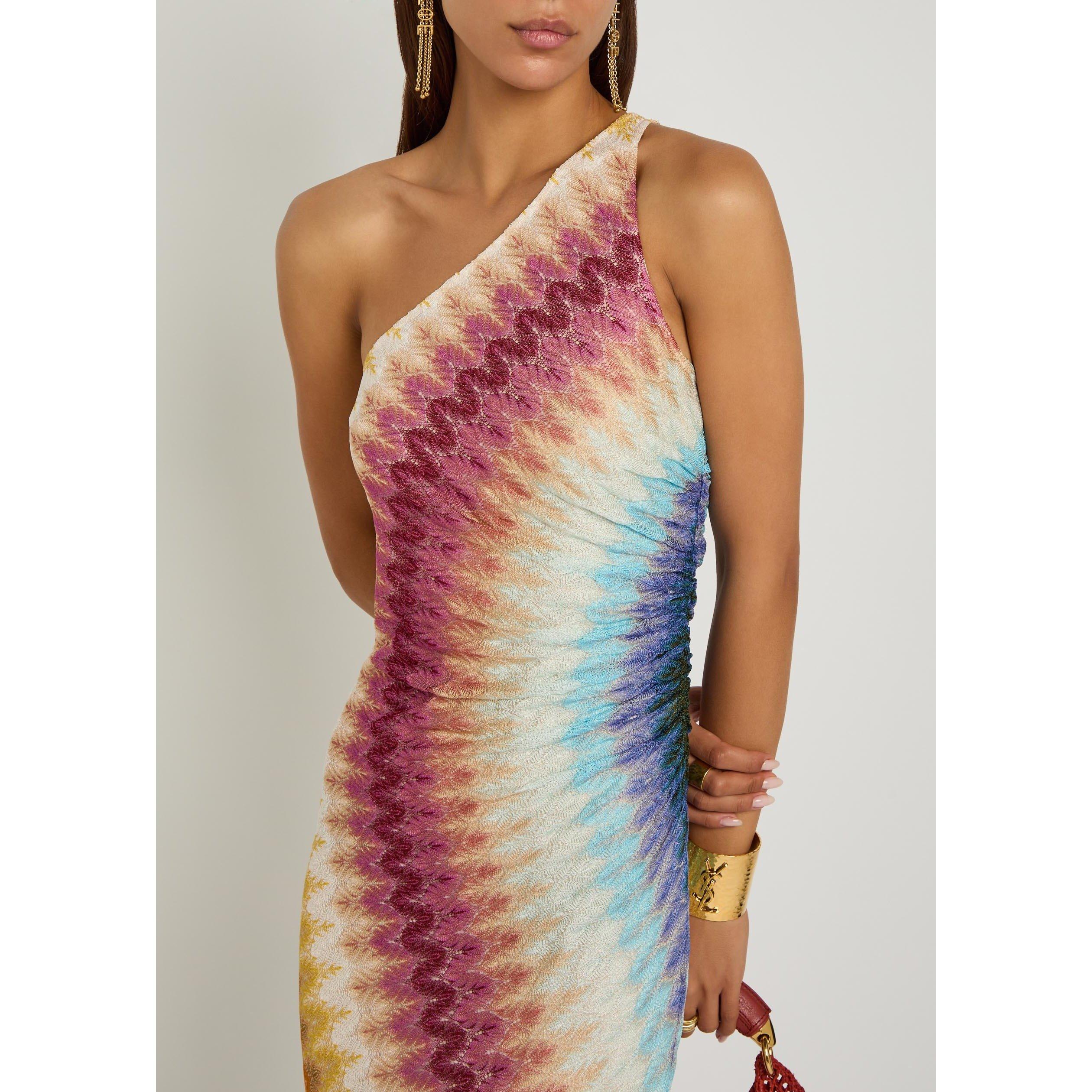MULTICOLOURED - Missoni - Women's Lace One-Shoulder Maxi Dress - 4