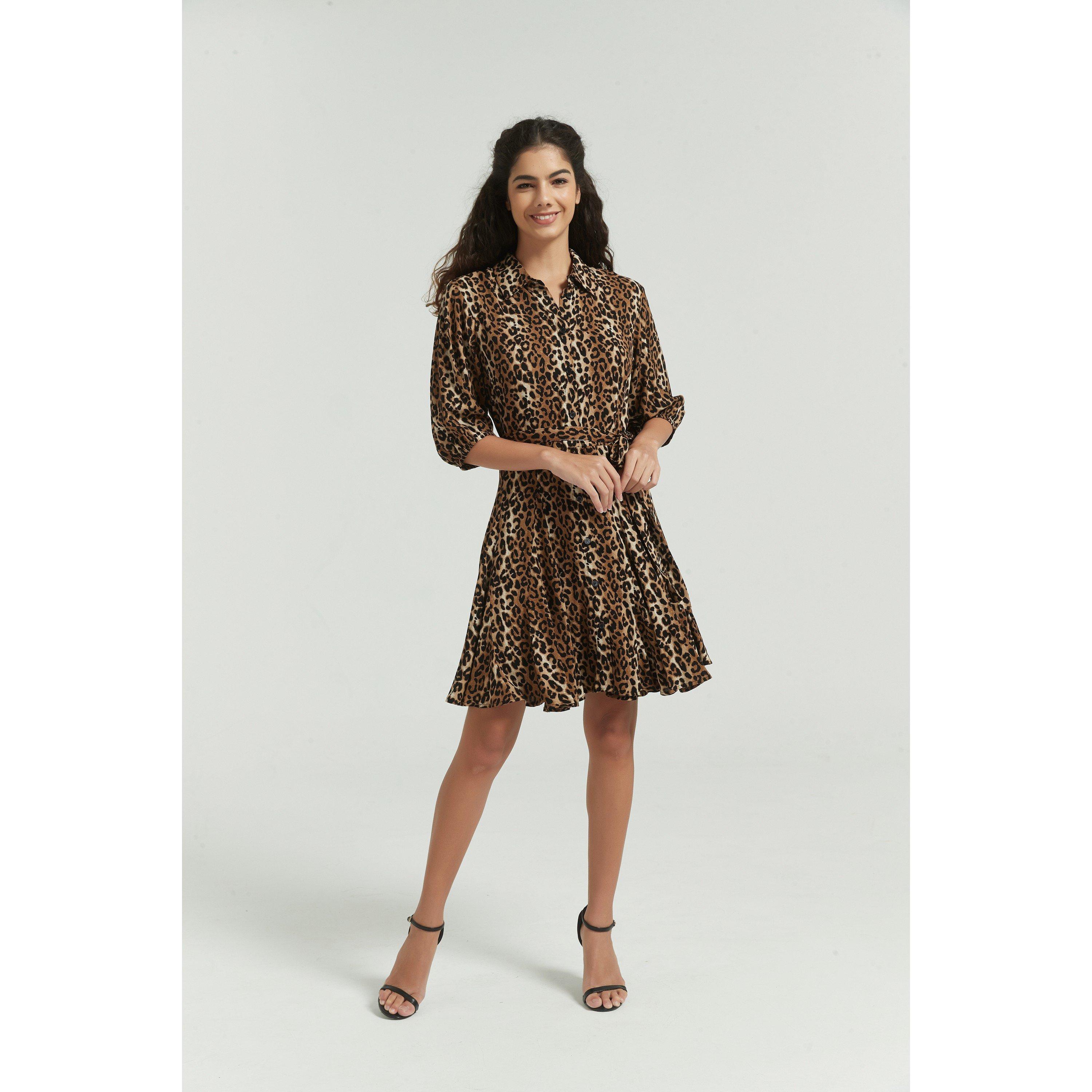 Estampado animal - Be You - Women's Animal Print Shirt Dress - 2