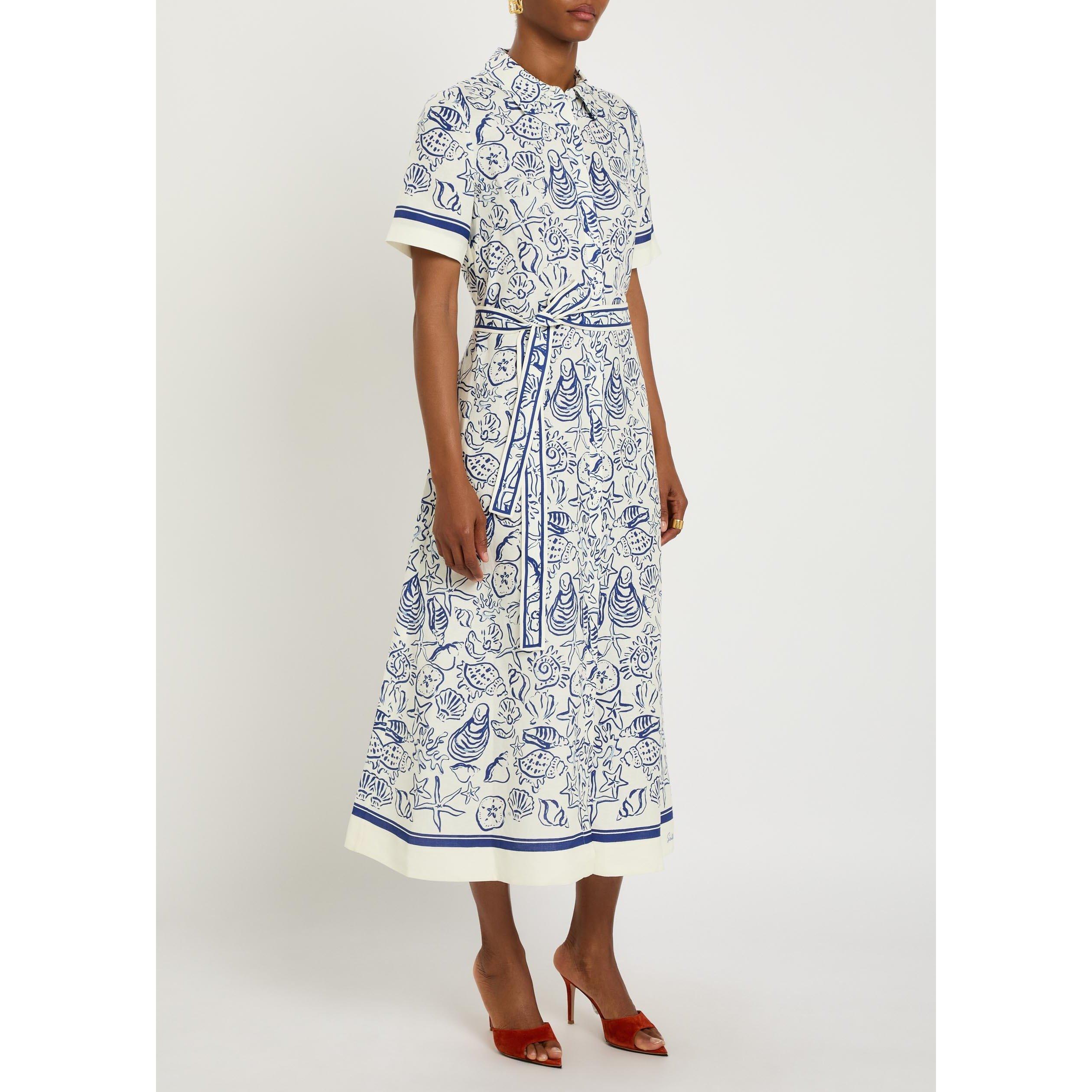 BLUE AND OTHER - Jonathan Simkhai - LD AUDRIA  BELTED MIDI DRESS - 2
