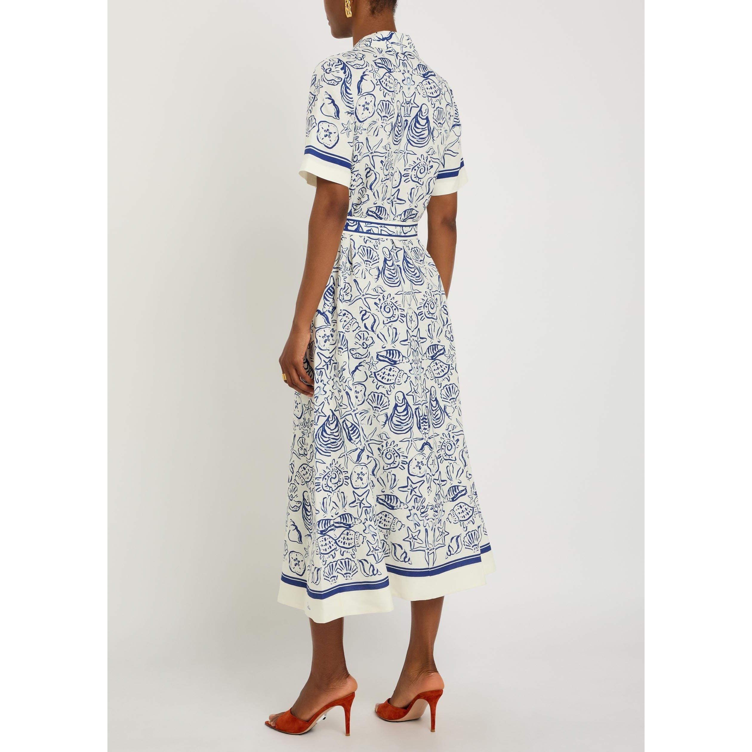 BLUE AND OTHER - Jonathan Simkhai - LD AUDRIA  BELTED MIDI DRESS - 3