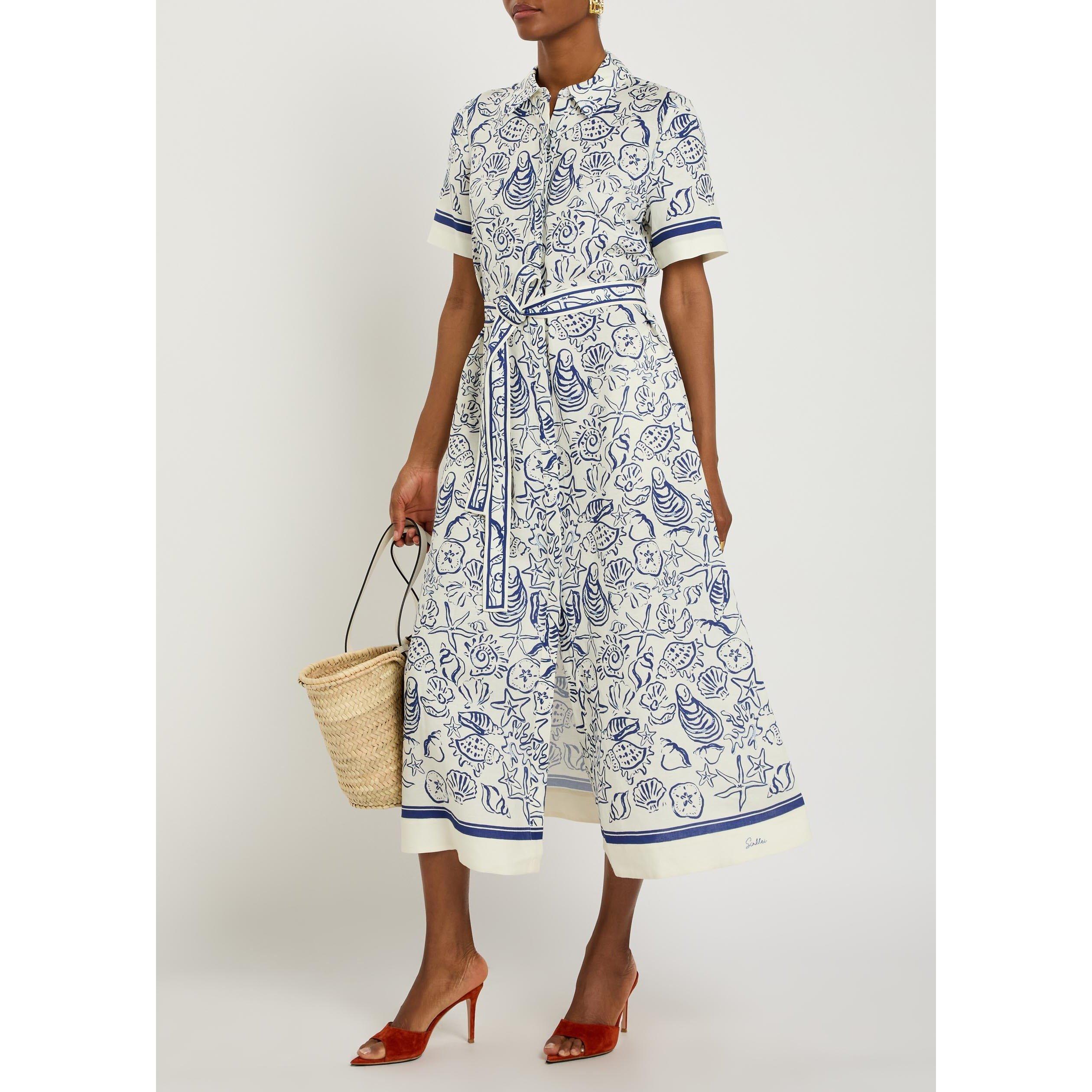 BLUE AND OTHER - Jonathan Simkhai - LD AUDRIA  BELTED MIDI DRESS - 5