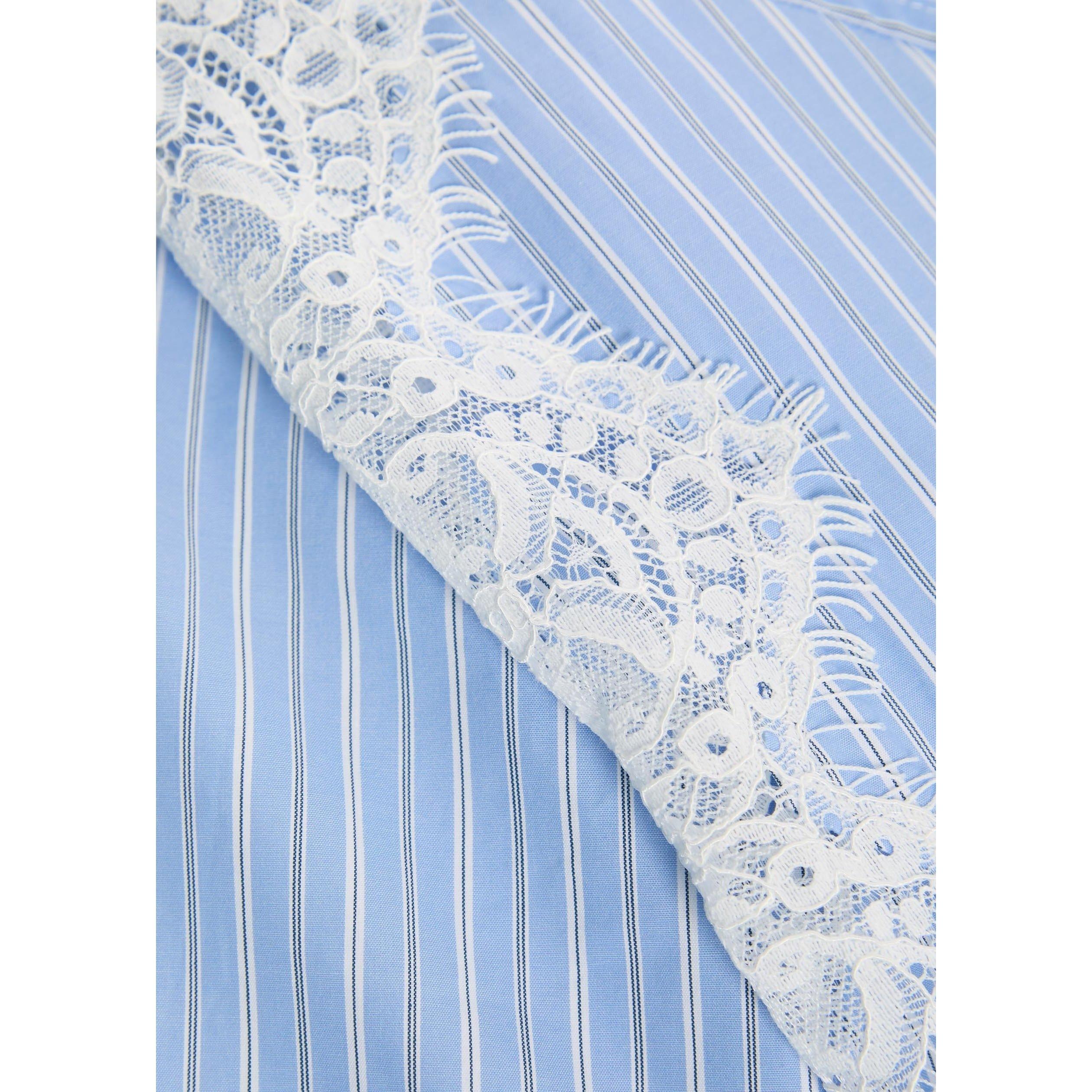 BLUE - Jonathan Simkhai - Women's Renata Striped Cotton Cropped Shirt - 4