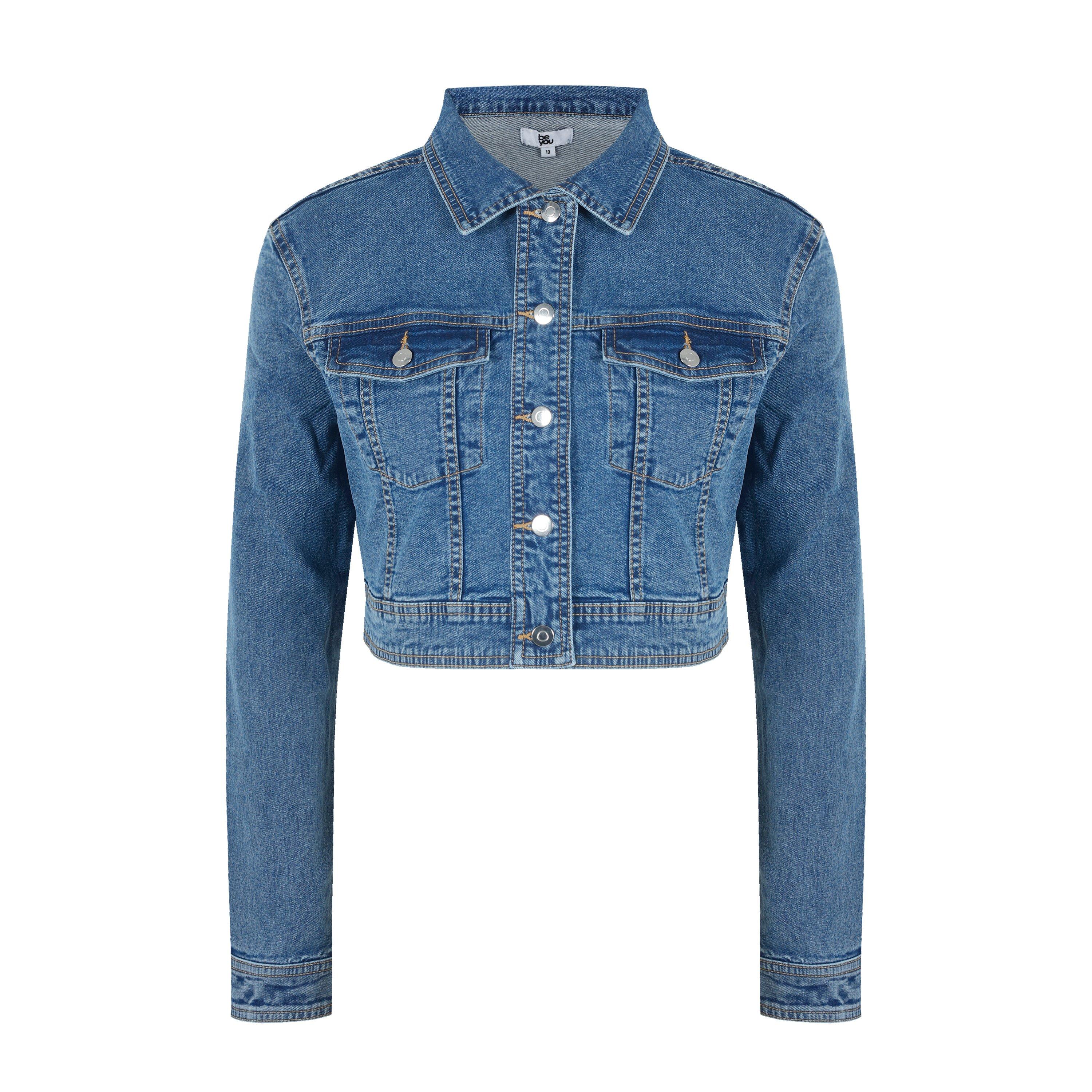 Mid Wash - Be You - Women's Cropped Tailored Fit Denim Jacket - 1
