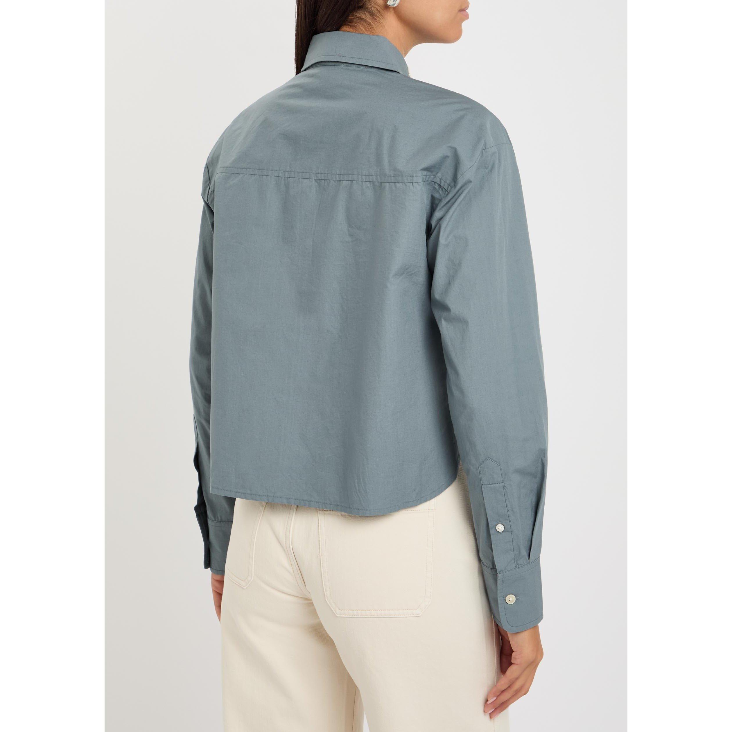 BLUE - Veronica Beard - Women's Aderes Embellished Long-Sleeve Cotton Shirt - 3