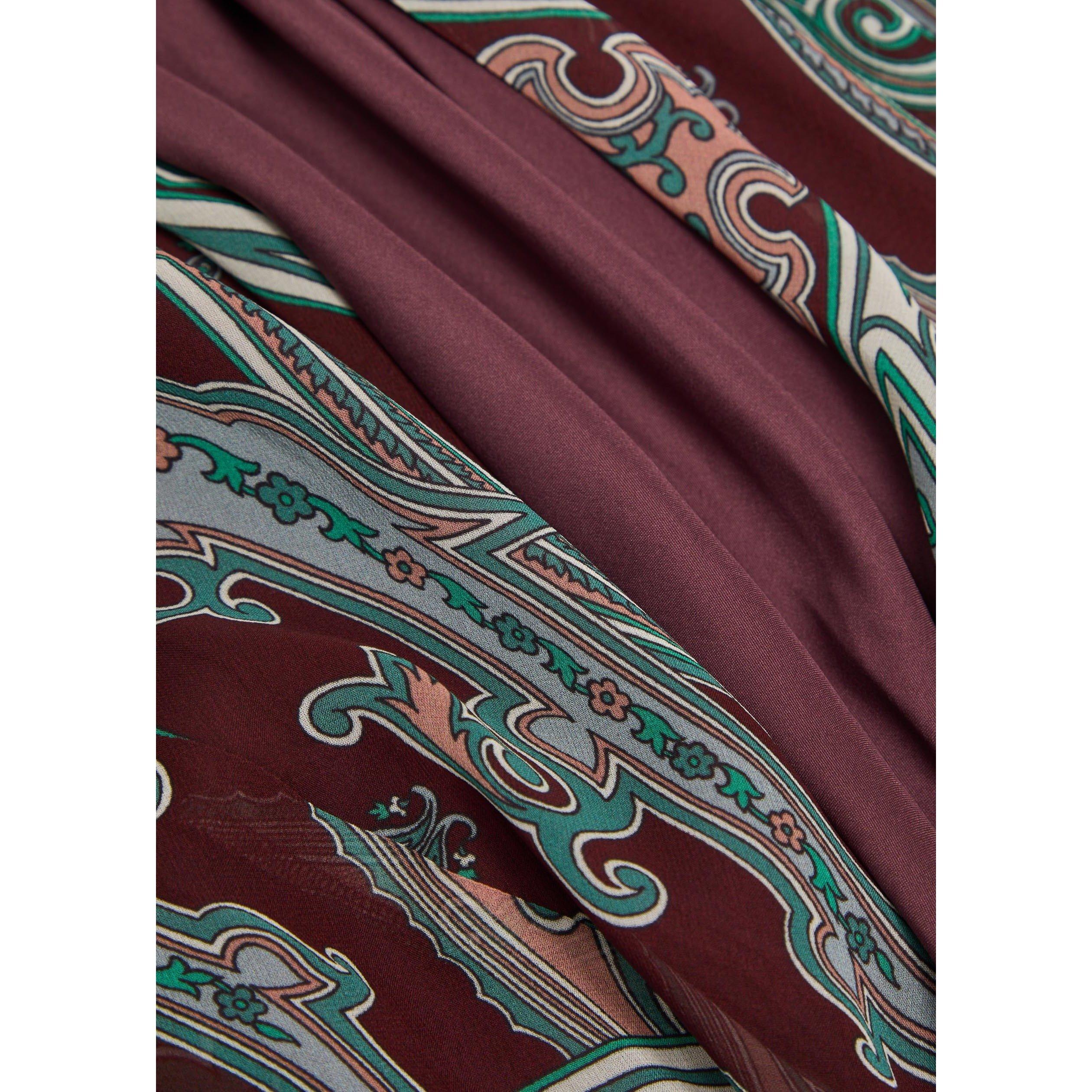 BURGUNDY - Veronica Beard - Women's Daciana Silk Paisley Long-Sleeve Slim-Fit Maxi Dress - 4
