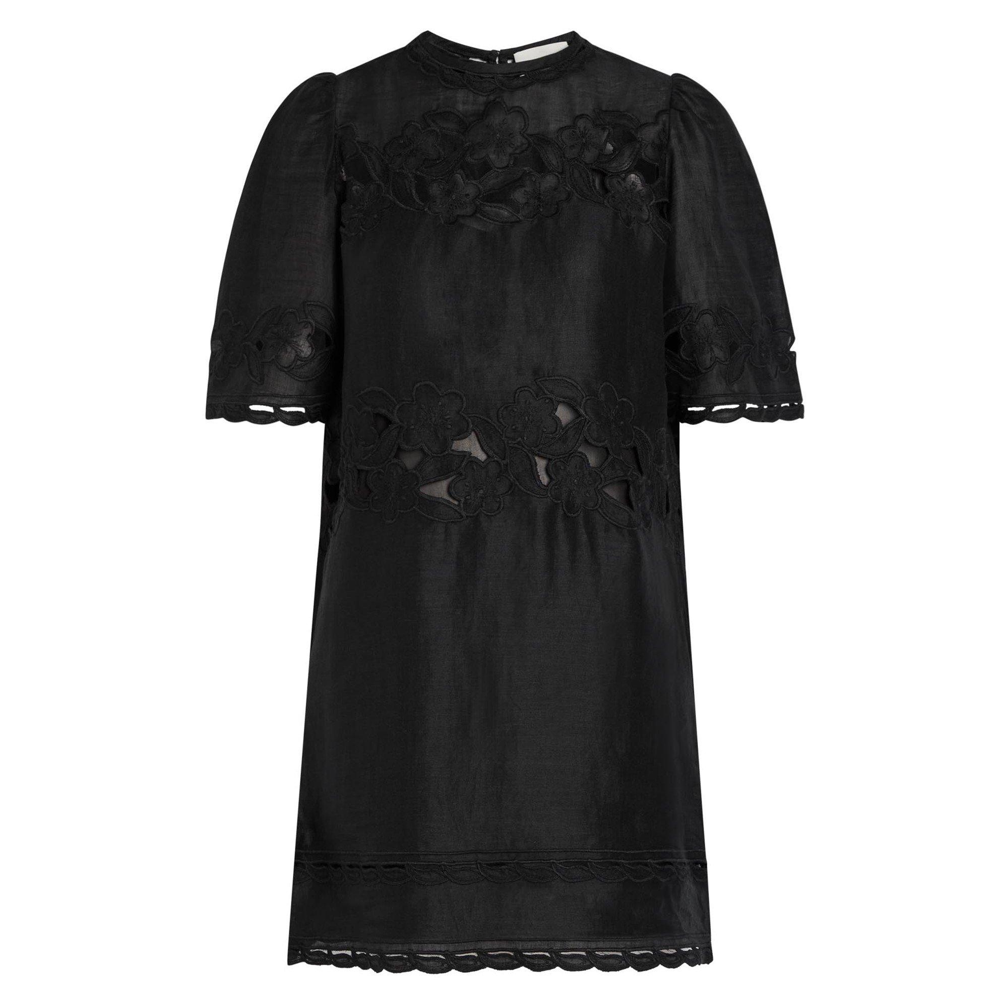 BLACK - Isabel Marant - Women's Embroidered Puff-Sleeve Mini Dress - 1