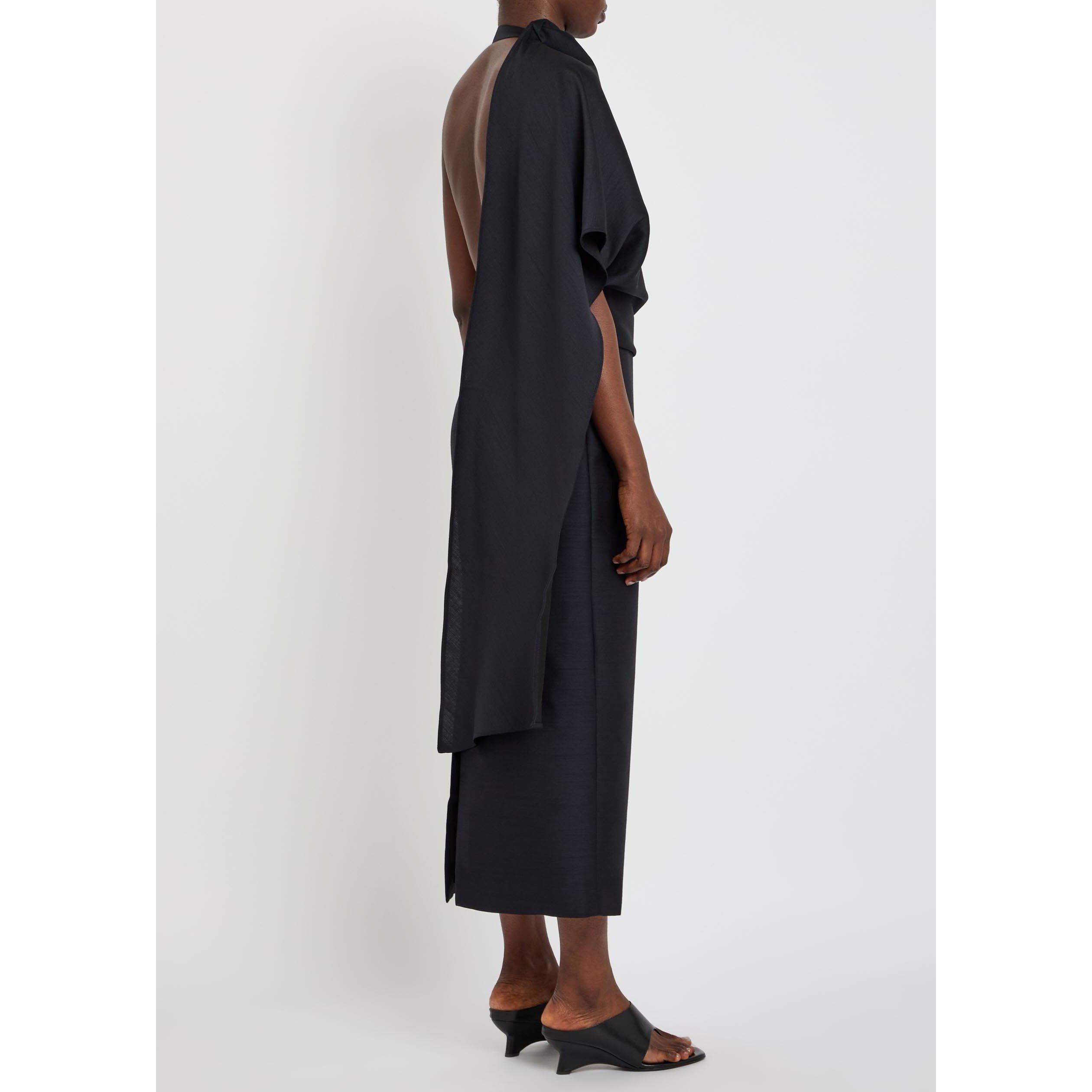 BLACK - Rohe - Women's Draped Open-Back Wool Maxi Dress - 3