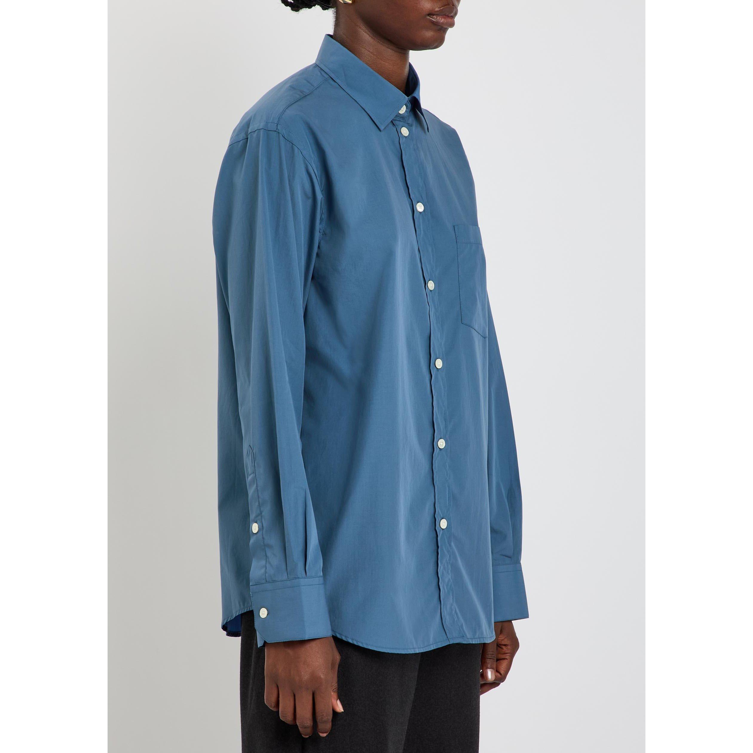 BLUE - Rohe - Women's Plain Cotton Long-Sleeve Shirt - 2