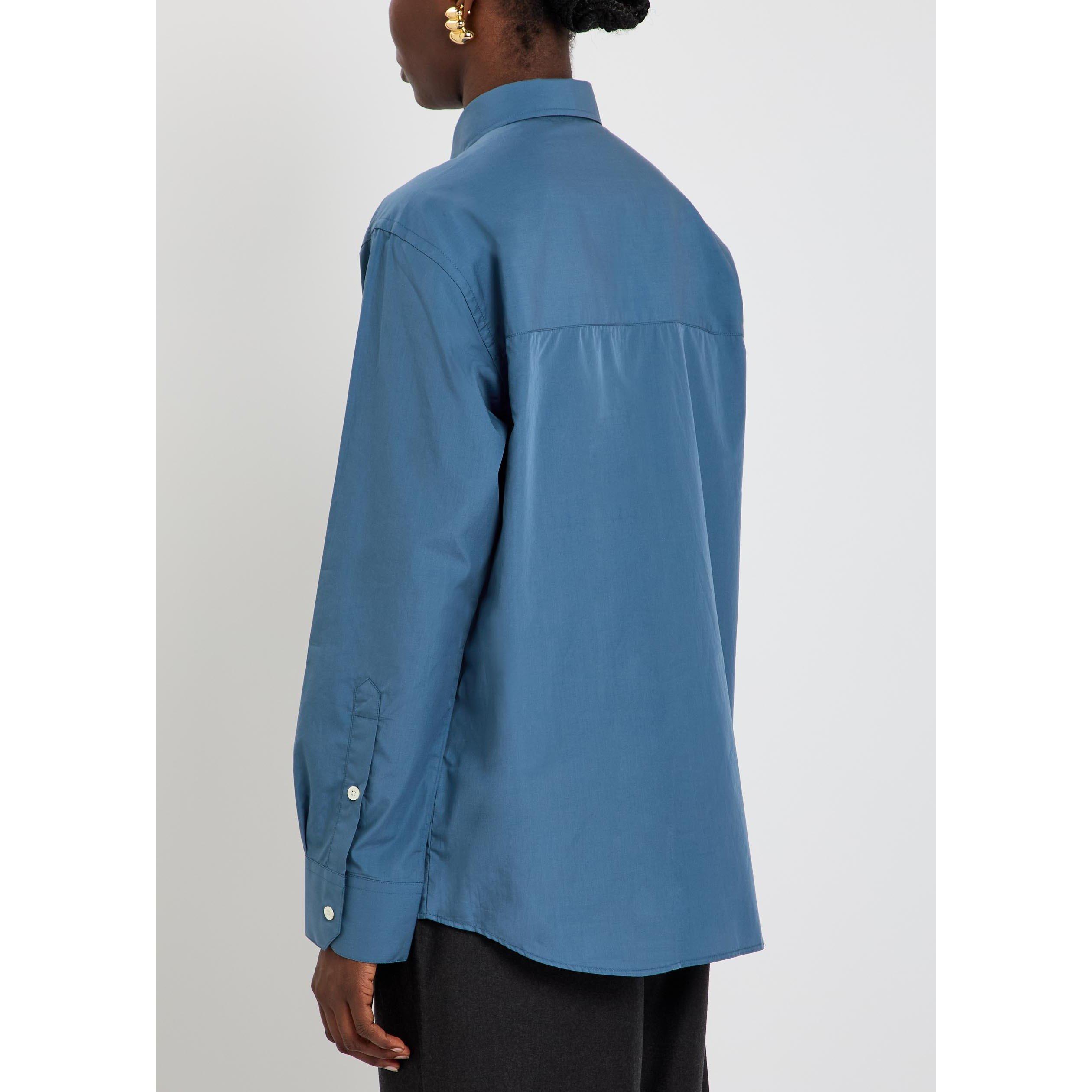 BLUE - Rohe - Women's Plain Cotton Long-Sleeve Shirt - 3