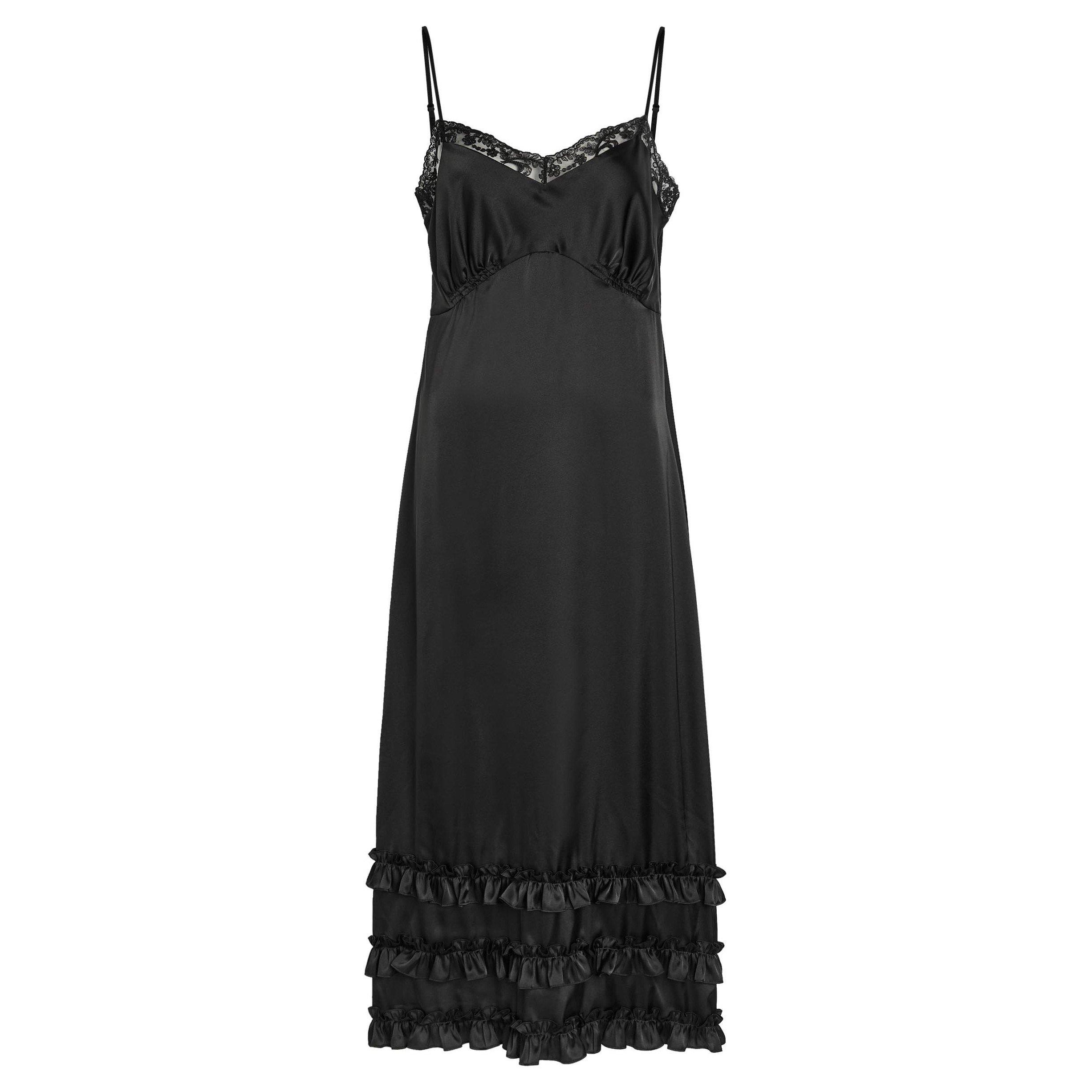 BLACK - Simone Rocha - RUFFLE FRILL HEM SLIP DRESS