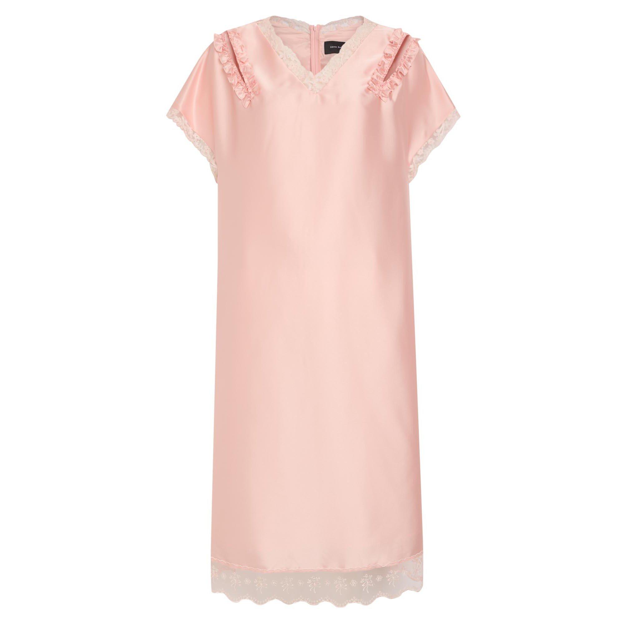 LIGHT PINK - Simone Rocha - SLASH LACE TRIM EASY DRESS - 1