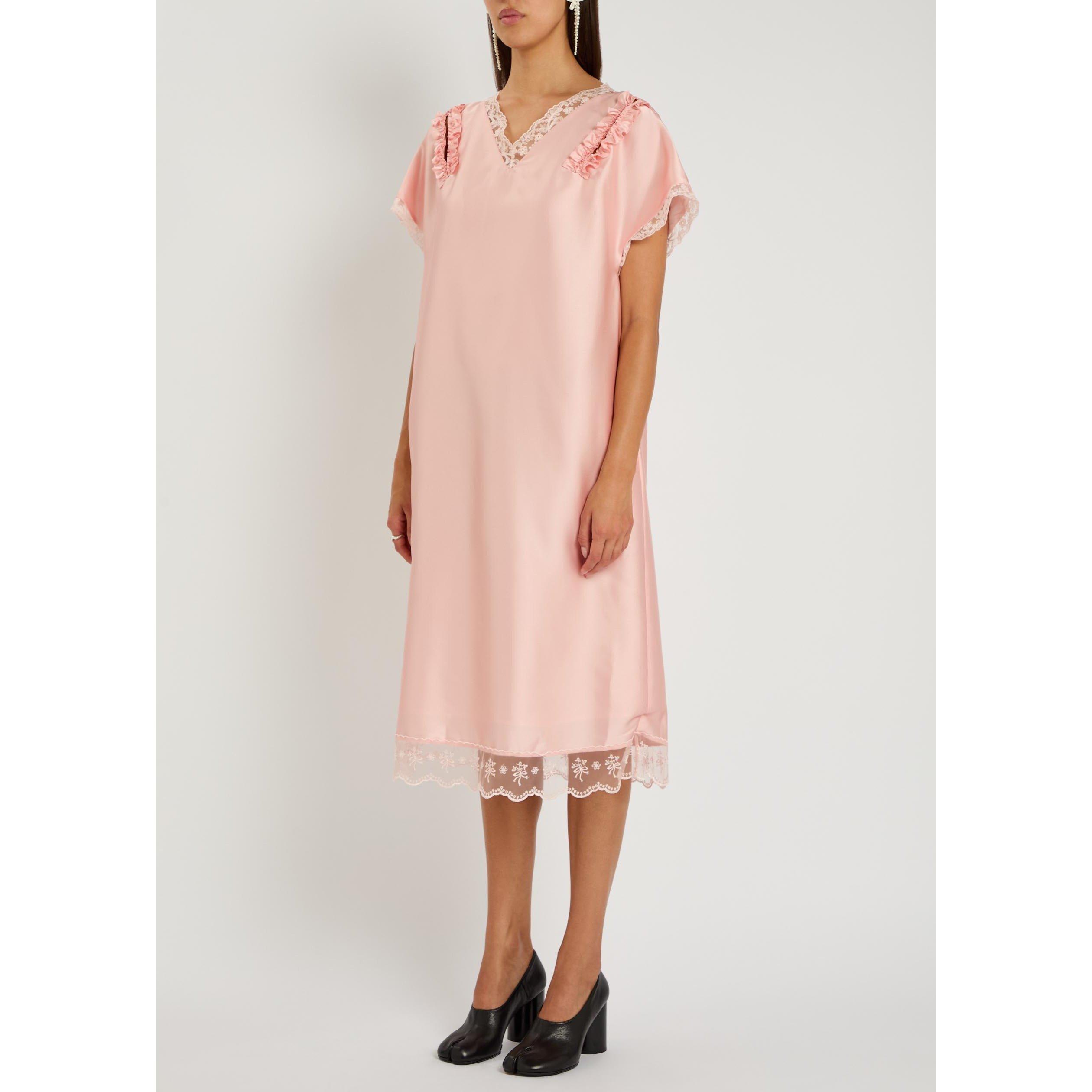 LIGHT PINK - Simone Rocha - SLASH LACE TRIM EASY DRESS - 2
