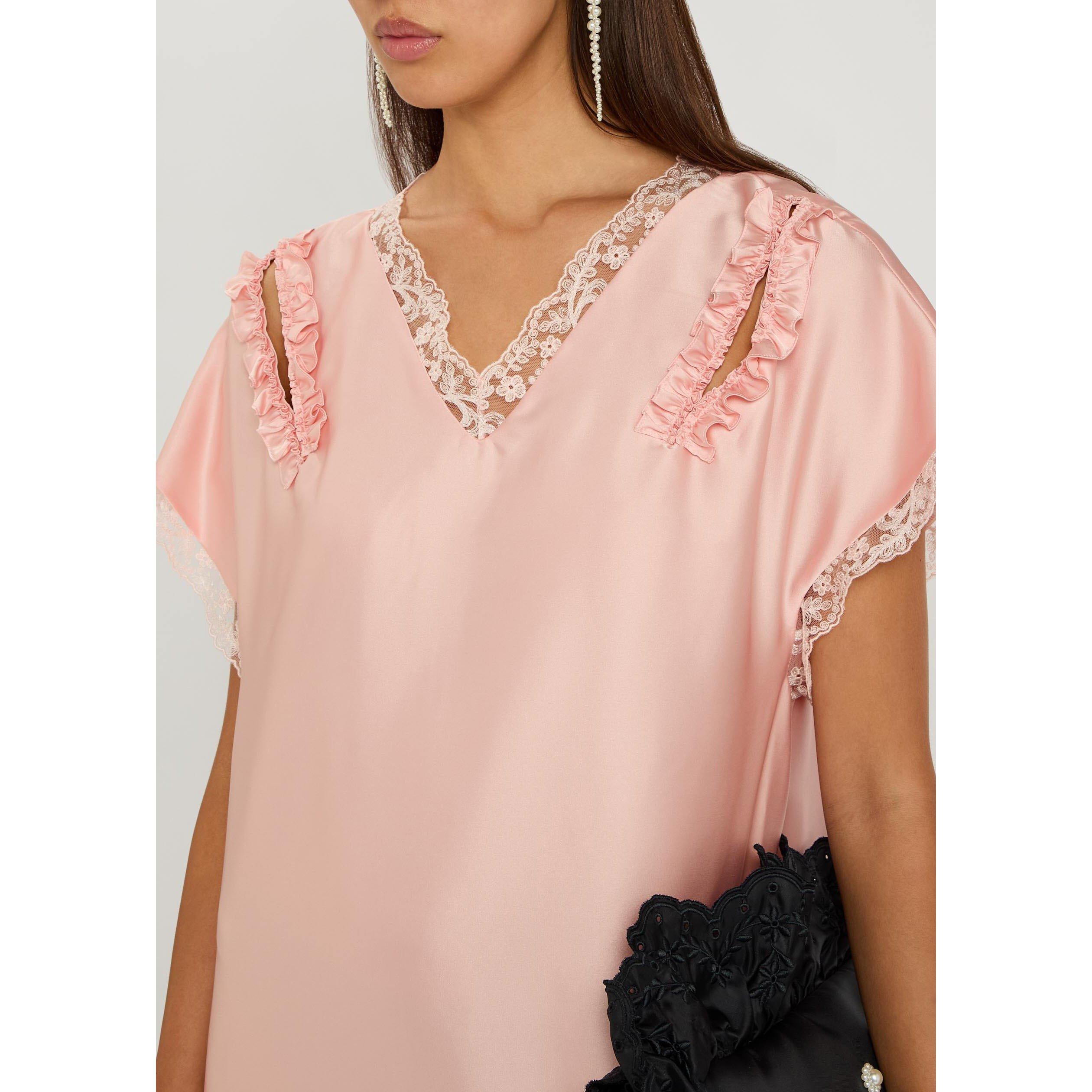 LIGHT PINK - Simone Rocha - SLASH LACE TRIM EASY DRESS - 4
