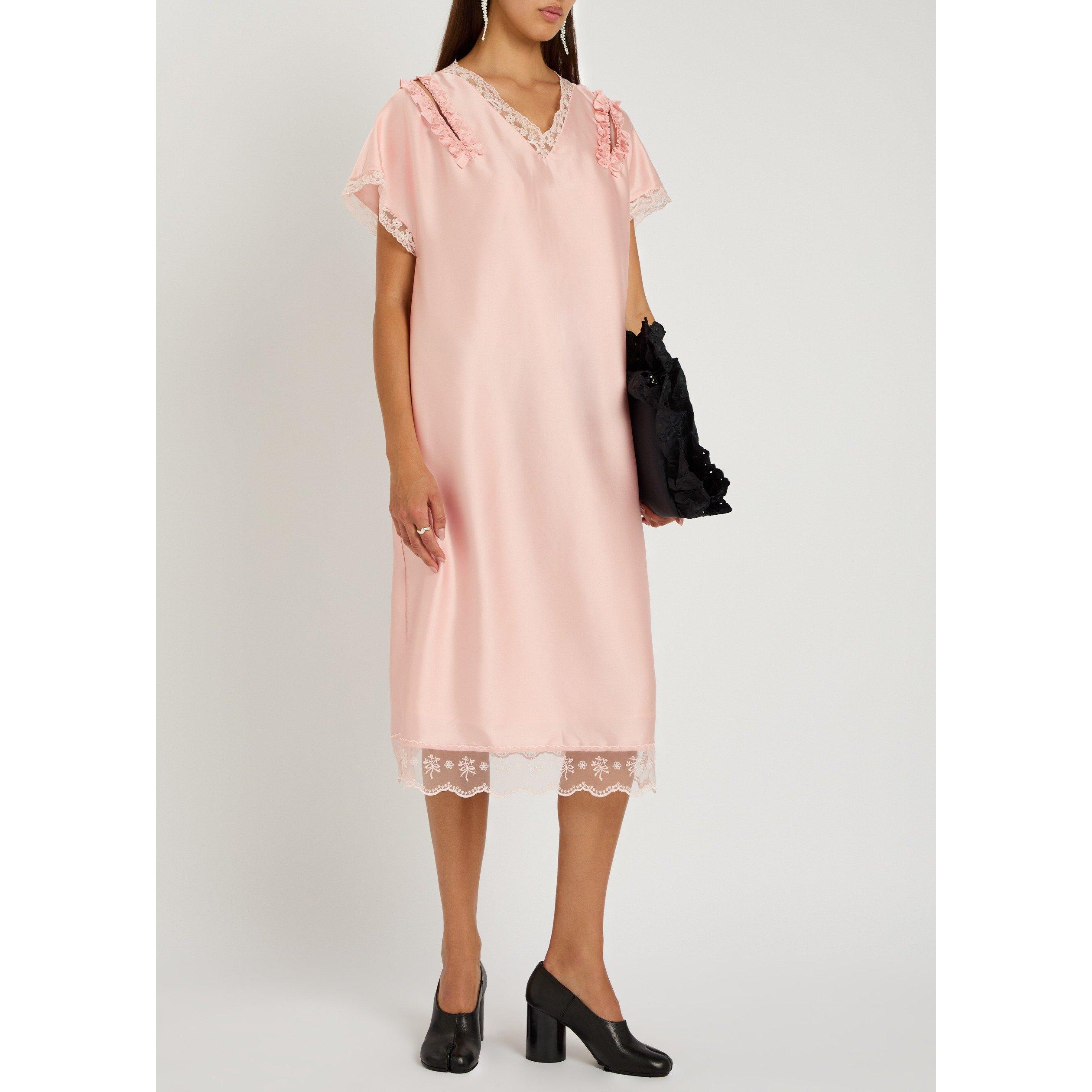LIGHT PINK - Simone Rocha - SLASH LACE TRIM EASY DRESS - 5
