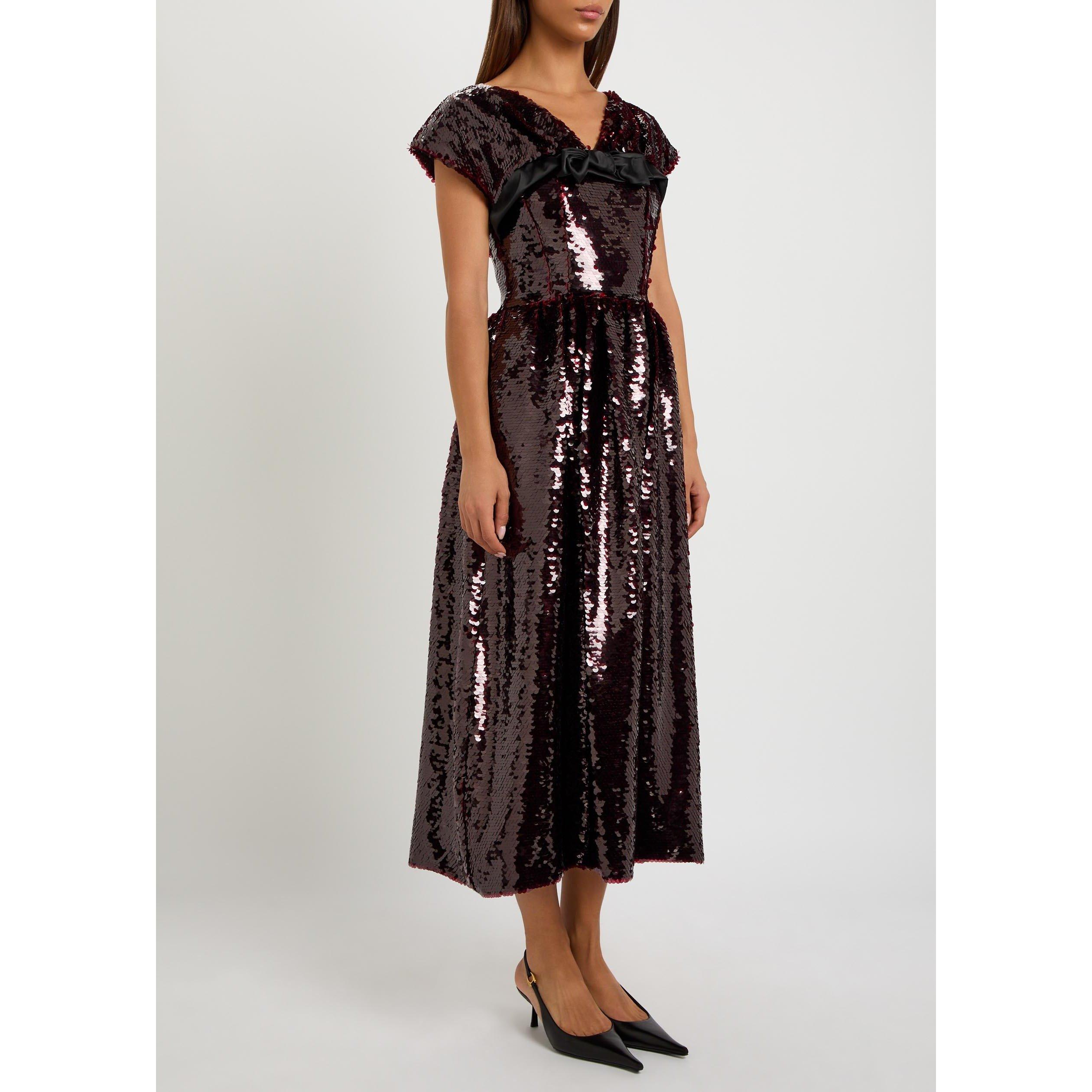 RED - Simone Rocha - GATHERED SLEEVE FLARE DRESS - 2