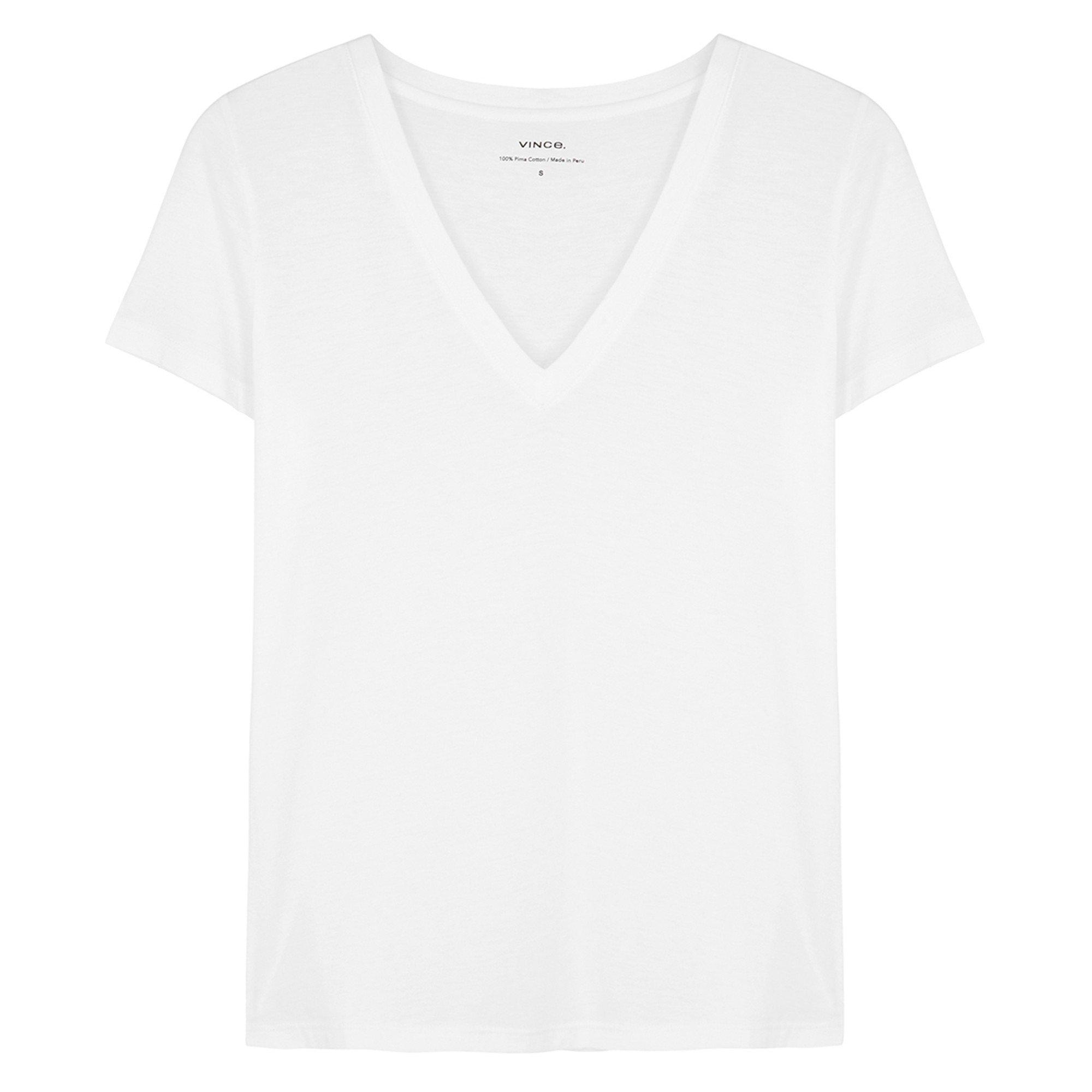 WHITE - Vince - TEE ESSENTIAL V NK TEE - 1