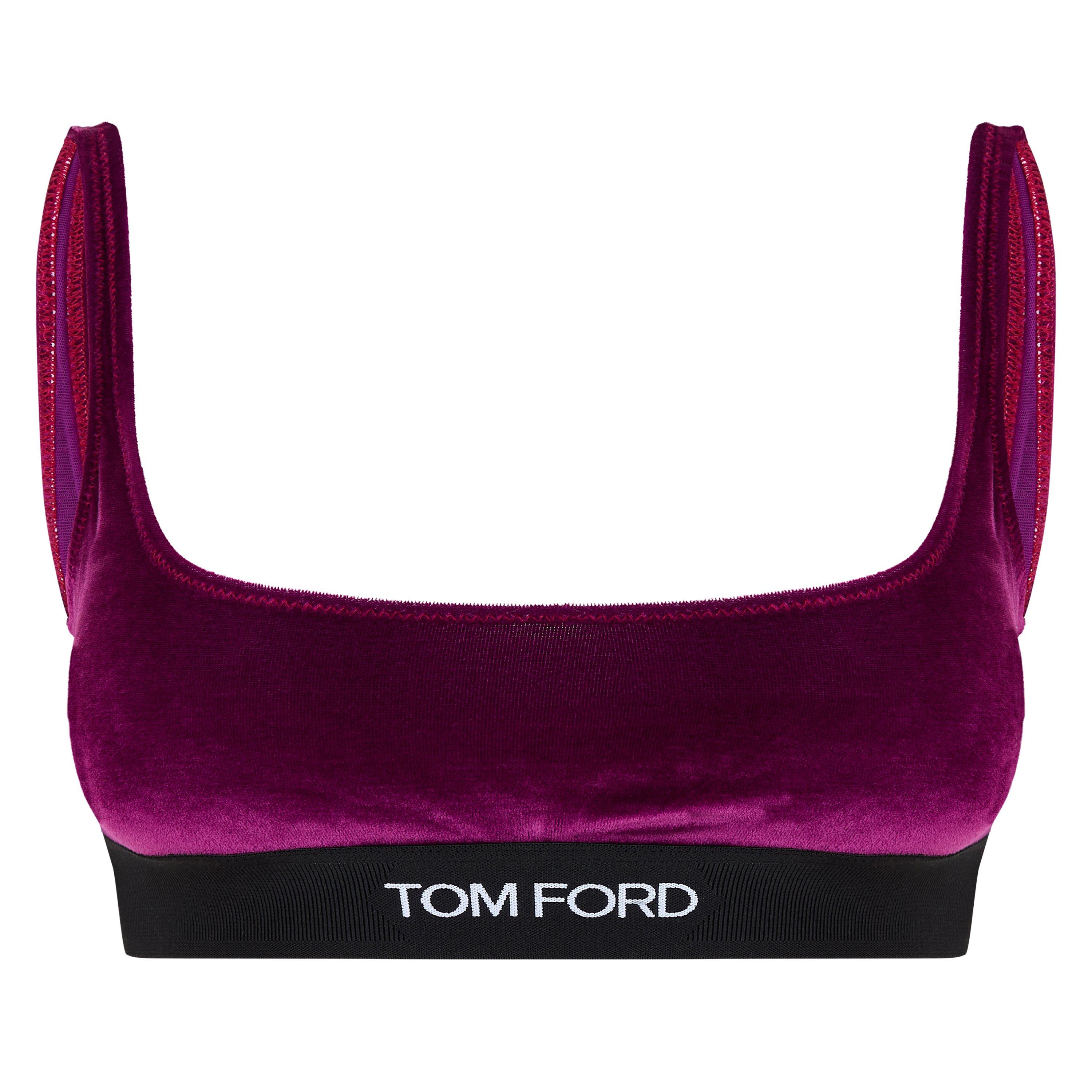 Burgundy - Tom Ford - Women's Velour Crop Top - 5