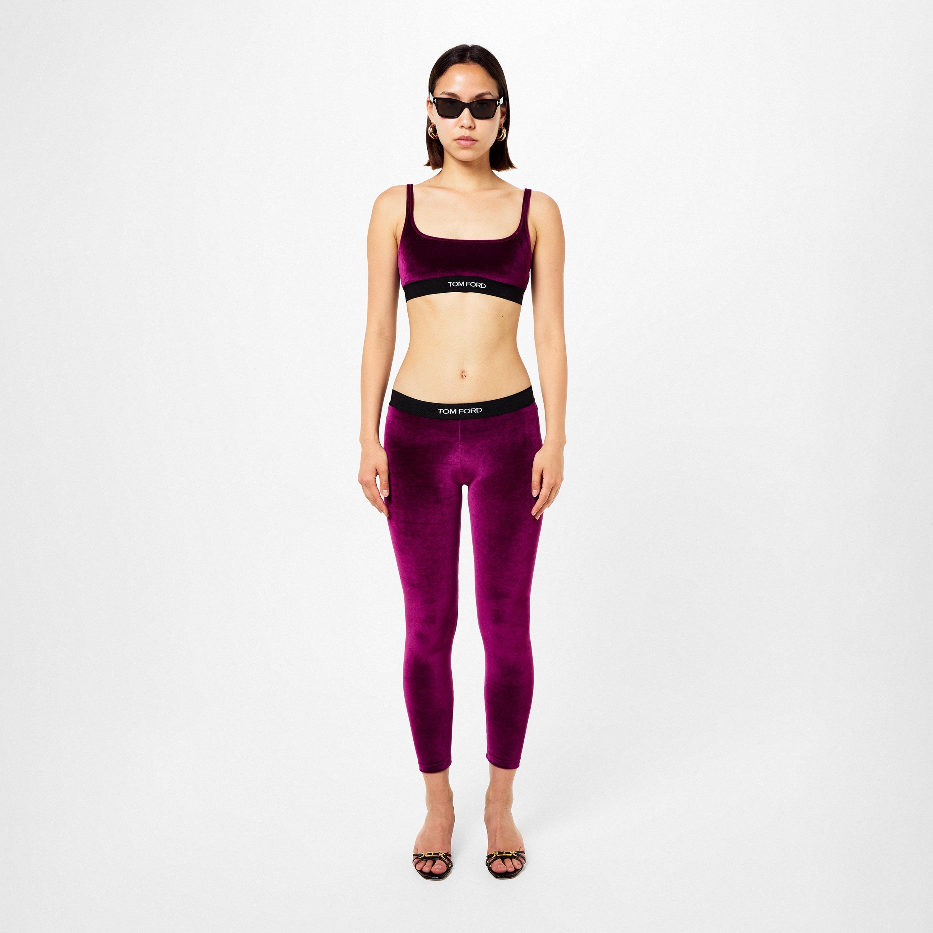 Burgundy - Tom Ford - Women's Velour Crop Top - 4
